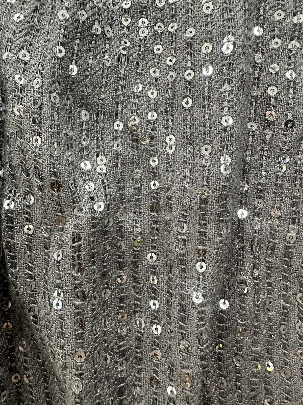 Gray Sequin Scarf Glamorous Sparkling Wrap with Fringe Edges