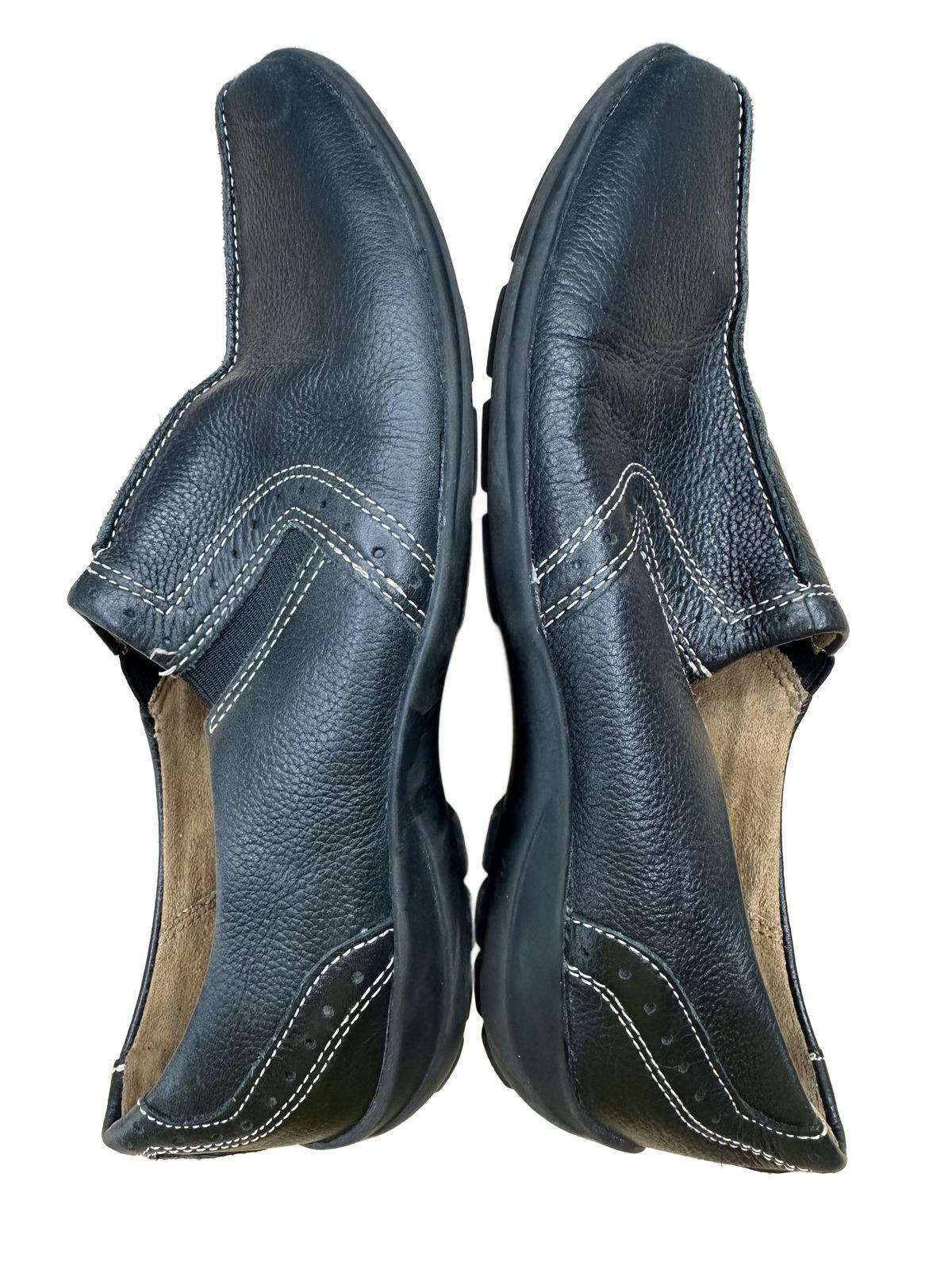 Natural Soul Black Leather Slip On Shoes Casual Loafers