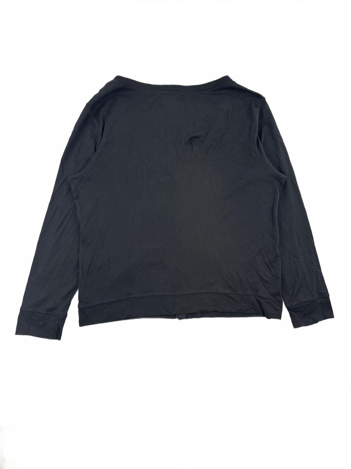 Chaps Classics Black Cotton Button Front Cardigan Minimalist Preppy Office