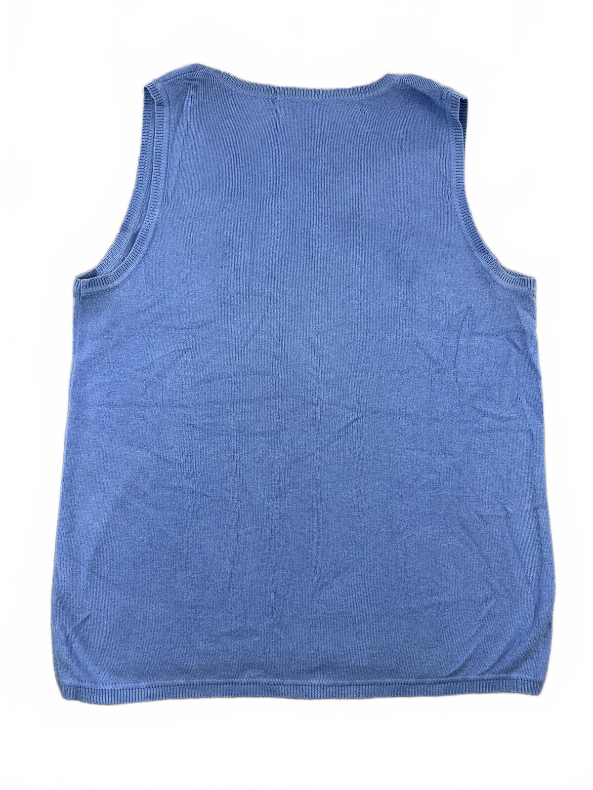 Vintage Y2K Blue Sleeveless Tank Top Cotton Rayon Bamboo Blend Minimalist Casual