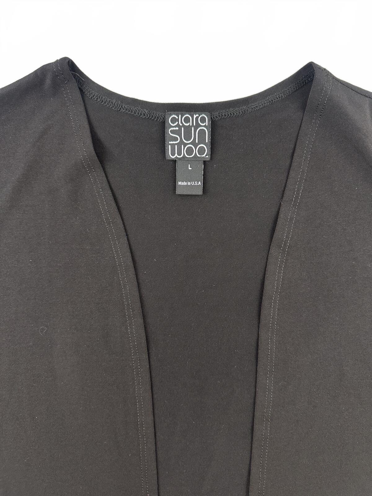 Clara Sunwoo Black Open Front Bolero Cardigan with Bell Sleeves Y2K Minimalist