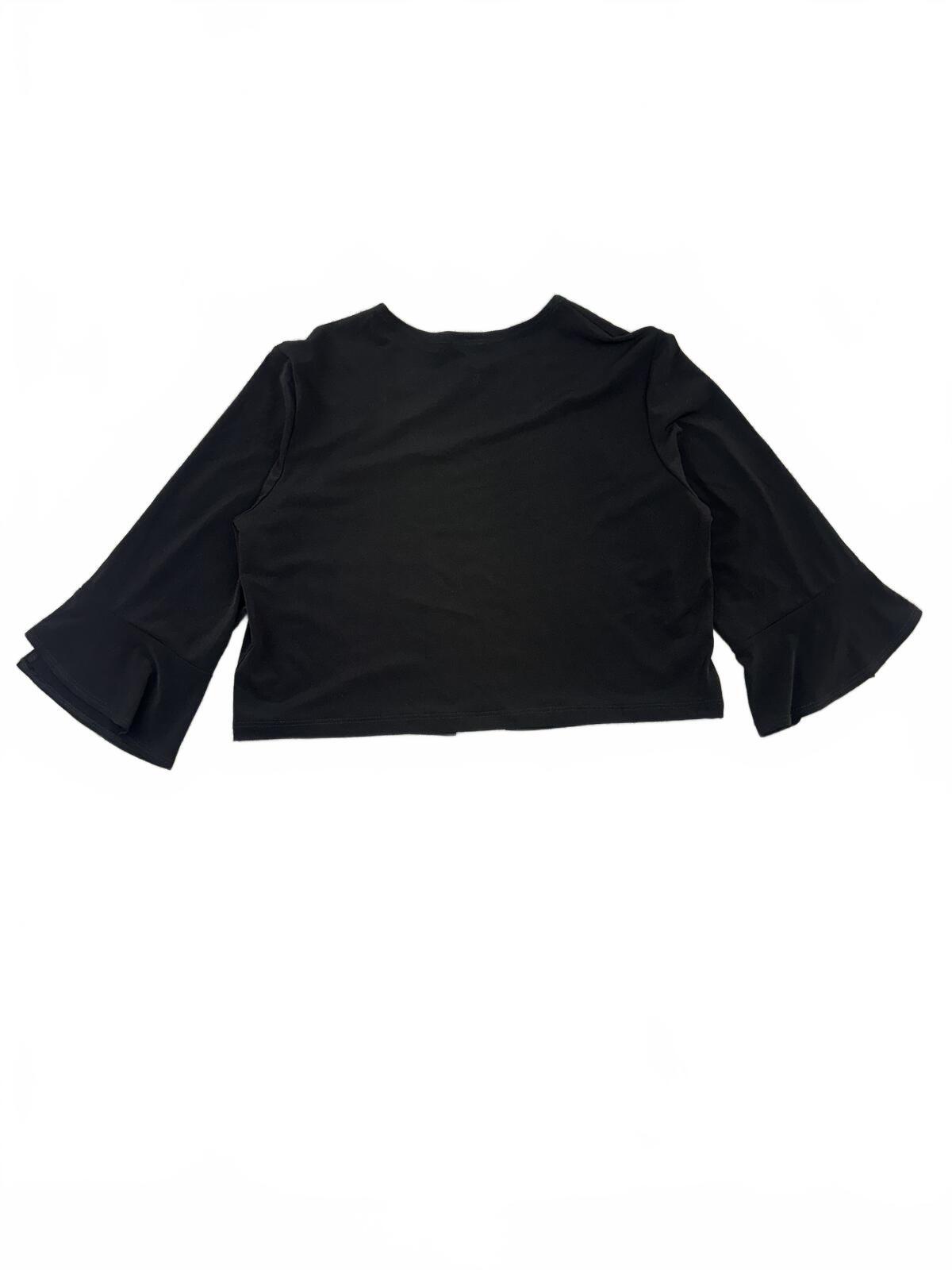 Clara Sunwoo Black Open Front Bolero Cardigan with Bell Sleeves Y2K Minimalist