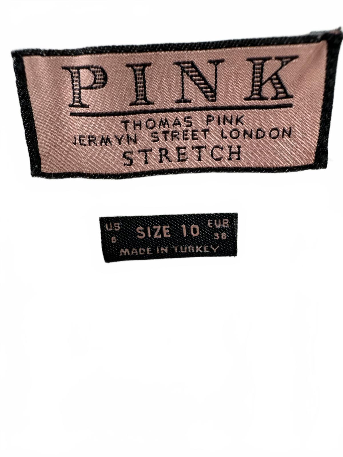 Thomas Pink White Stretch Button Down Shirt Y2K Office Style Ruched Front