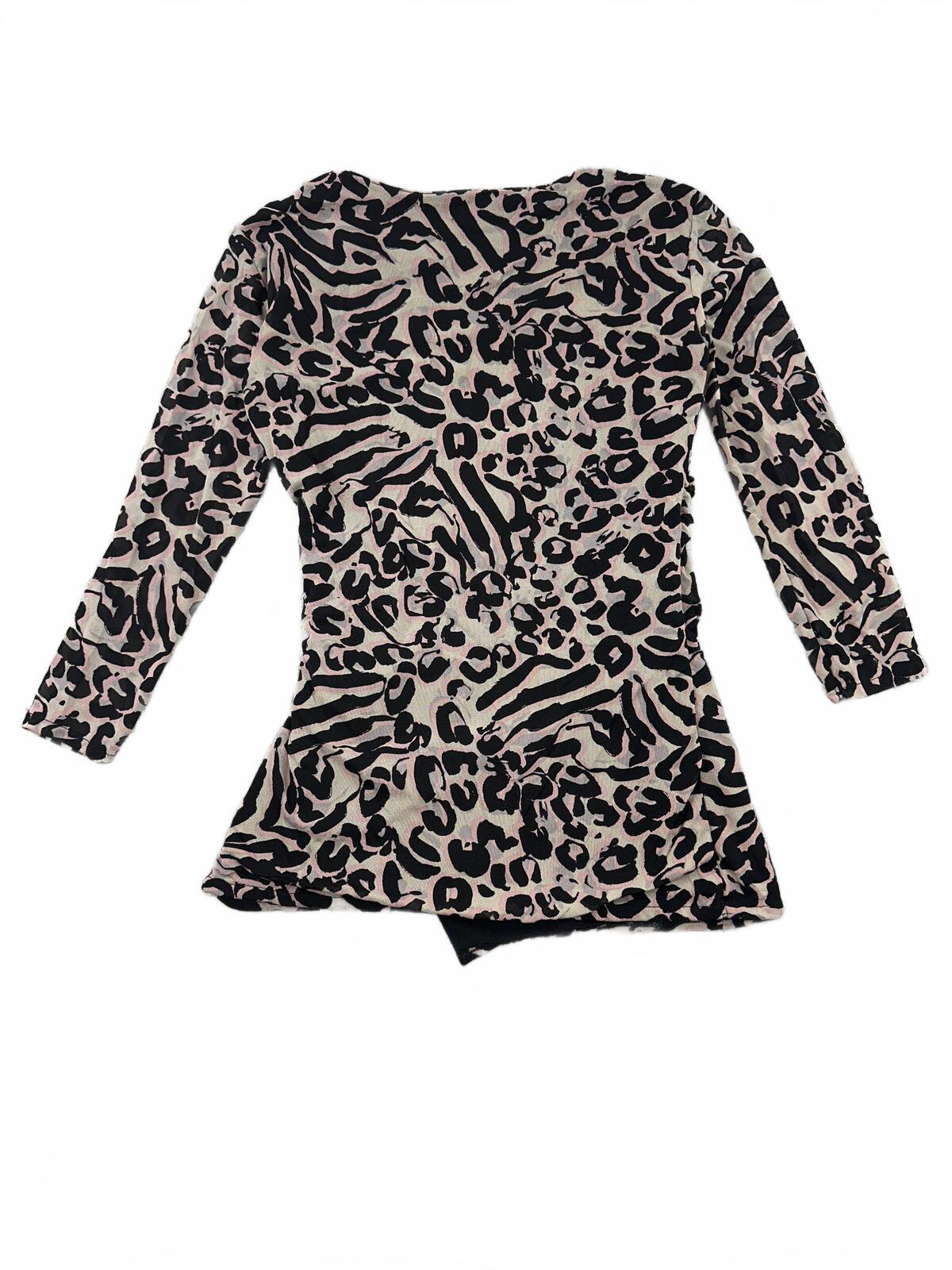 Jockey Y2K Animal Print Ruched Wrap Top Black Beige