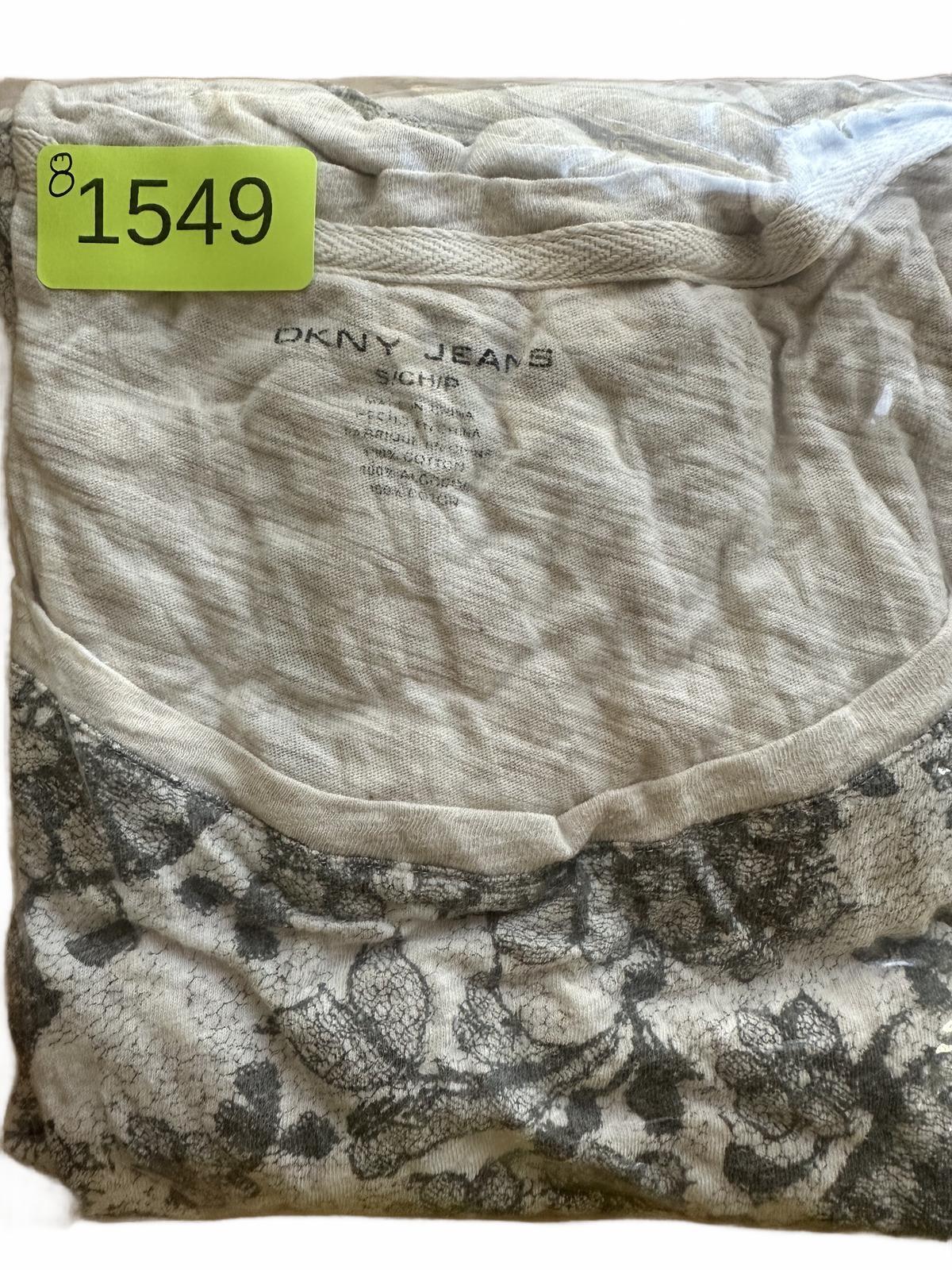 DKNY JEANS White Floral Print Cotton T Shirt Vintage Casual
