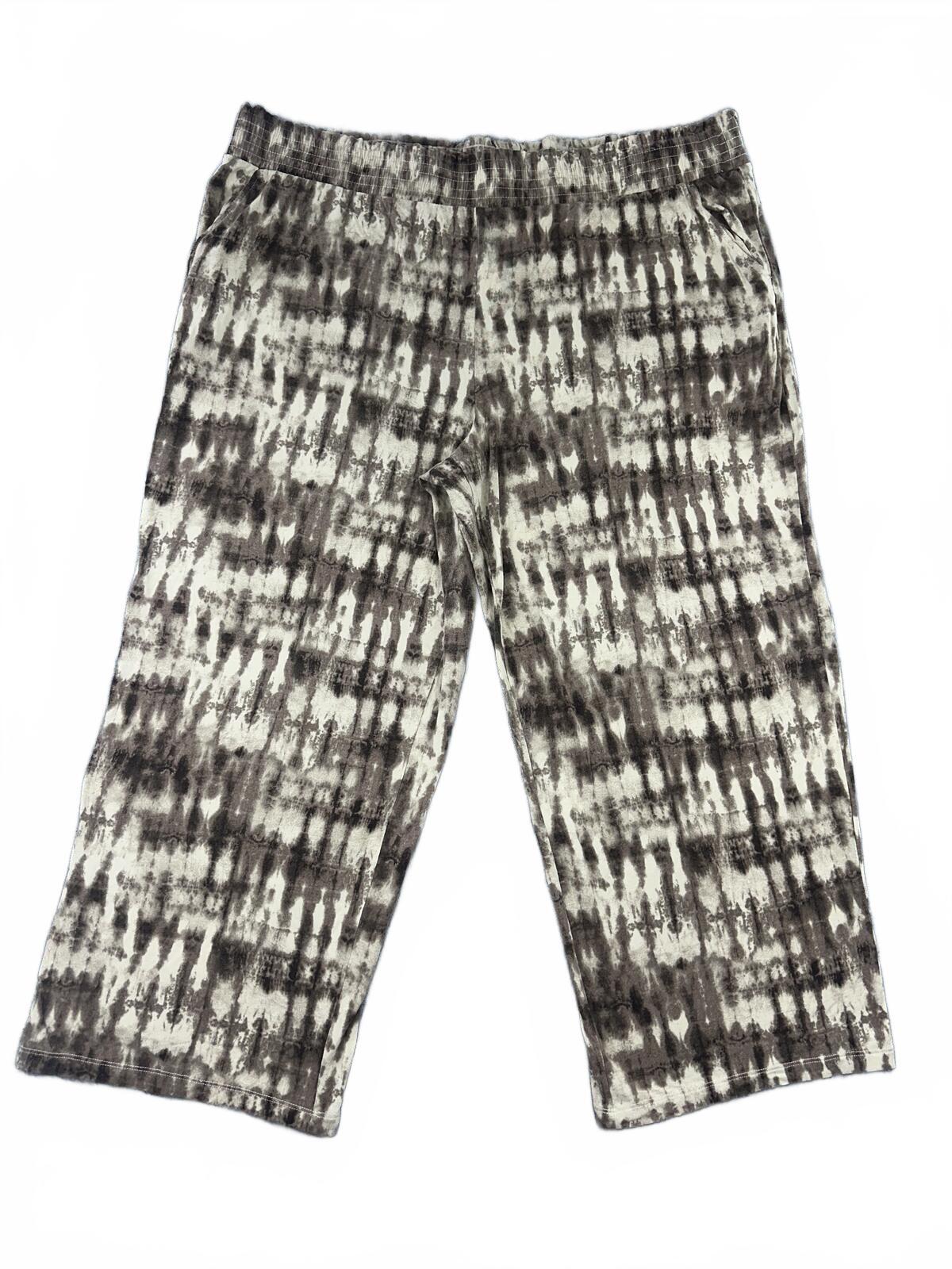d&co Beach Y2K Tie Dye Cropped Capri Pants Boho Summer Resortwear