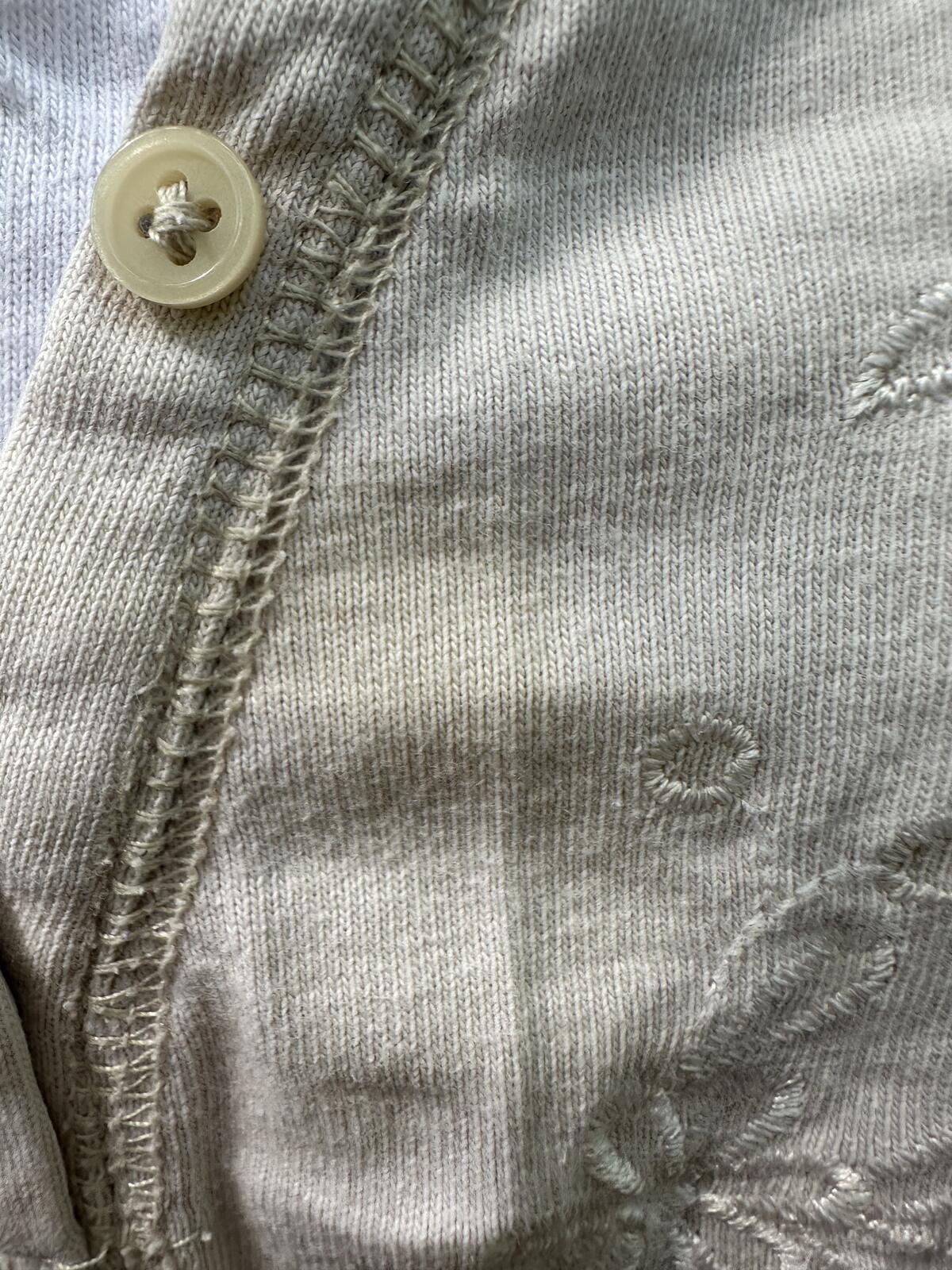 White Stag Boho Embroidered Henley Top Neutral Beige Casual Cottage