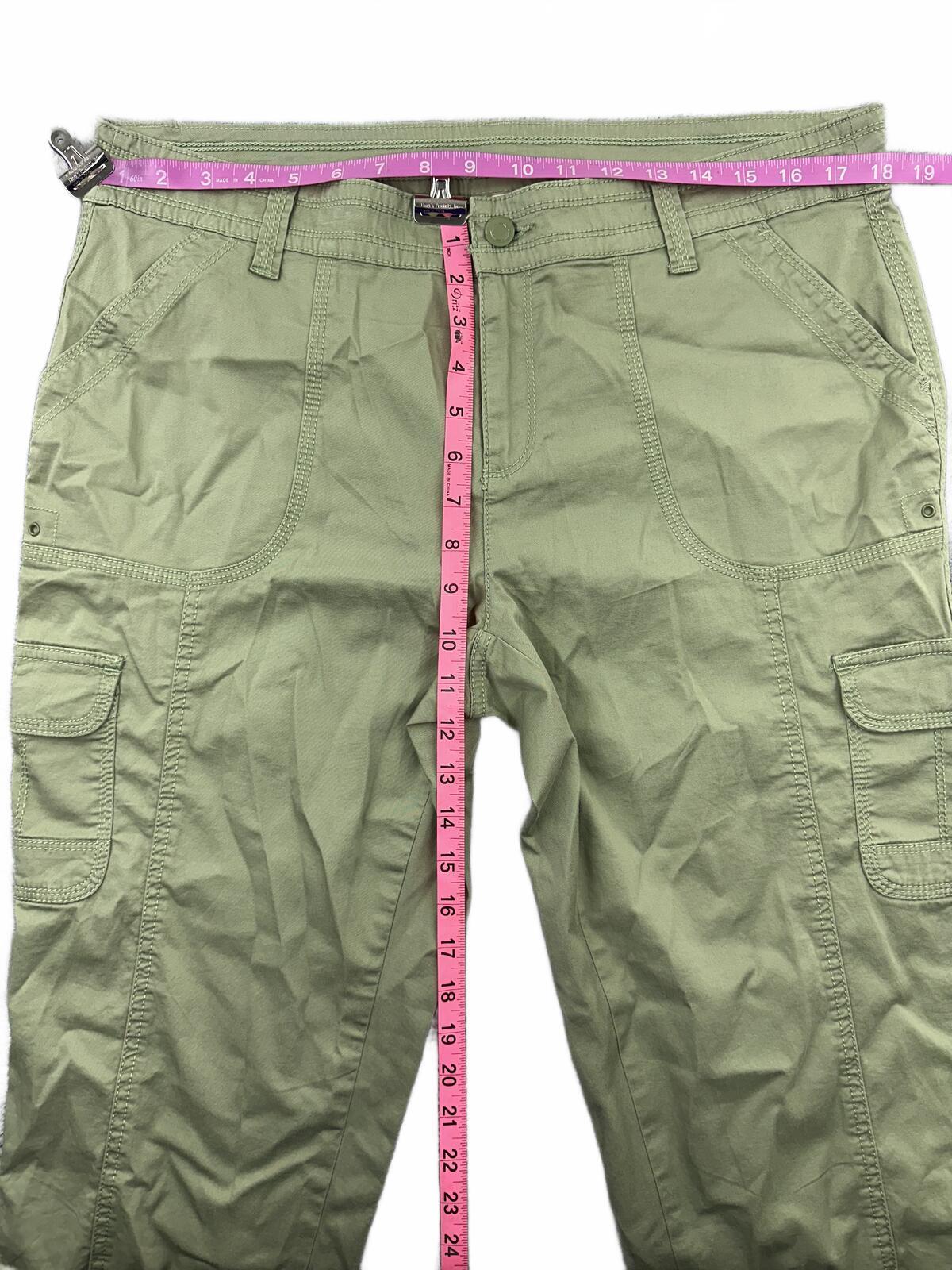 Faded Glory Olive Green Cargo Capri Pants Y2K Utility Style Adjustable Tie Cuffs