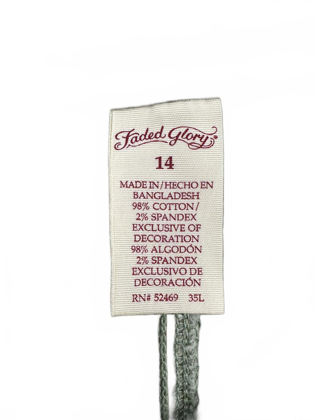 Faded Glory Olive Green Cargo Capri Pants Y2K Utility Style Adjustable Tie Cuffs