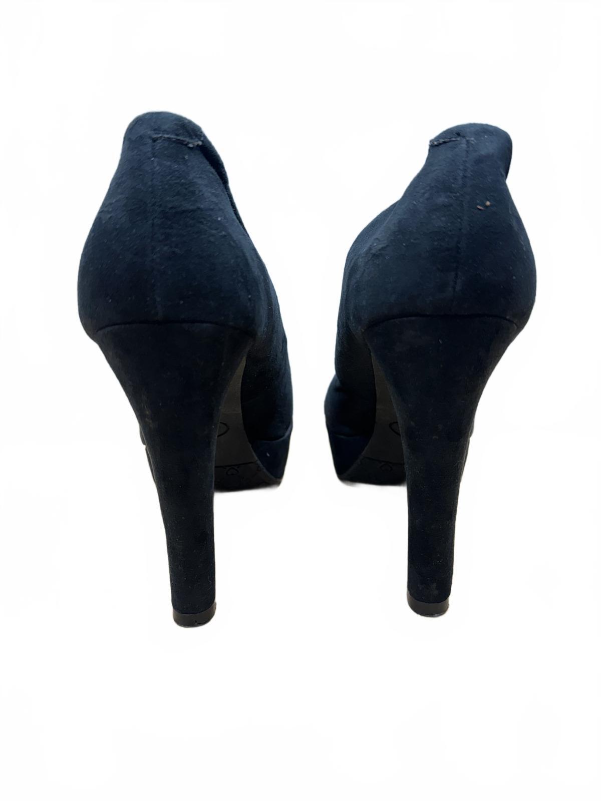 Candie's Black Suede Peep Toe Platform Heels