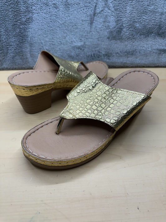 Stylish Gold Croc Embossed Heeled Sandals