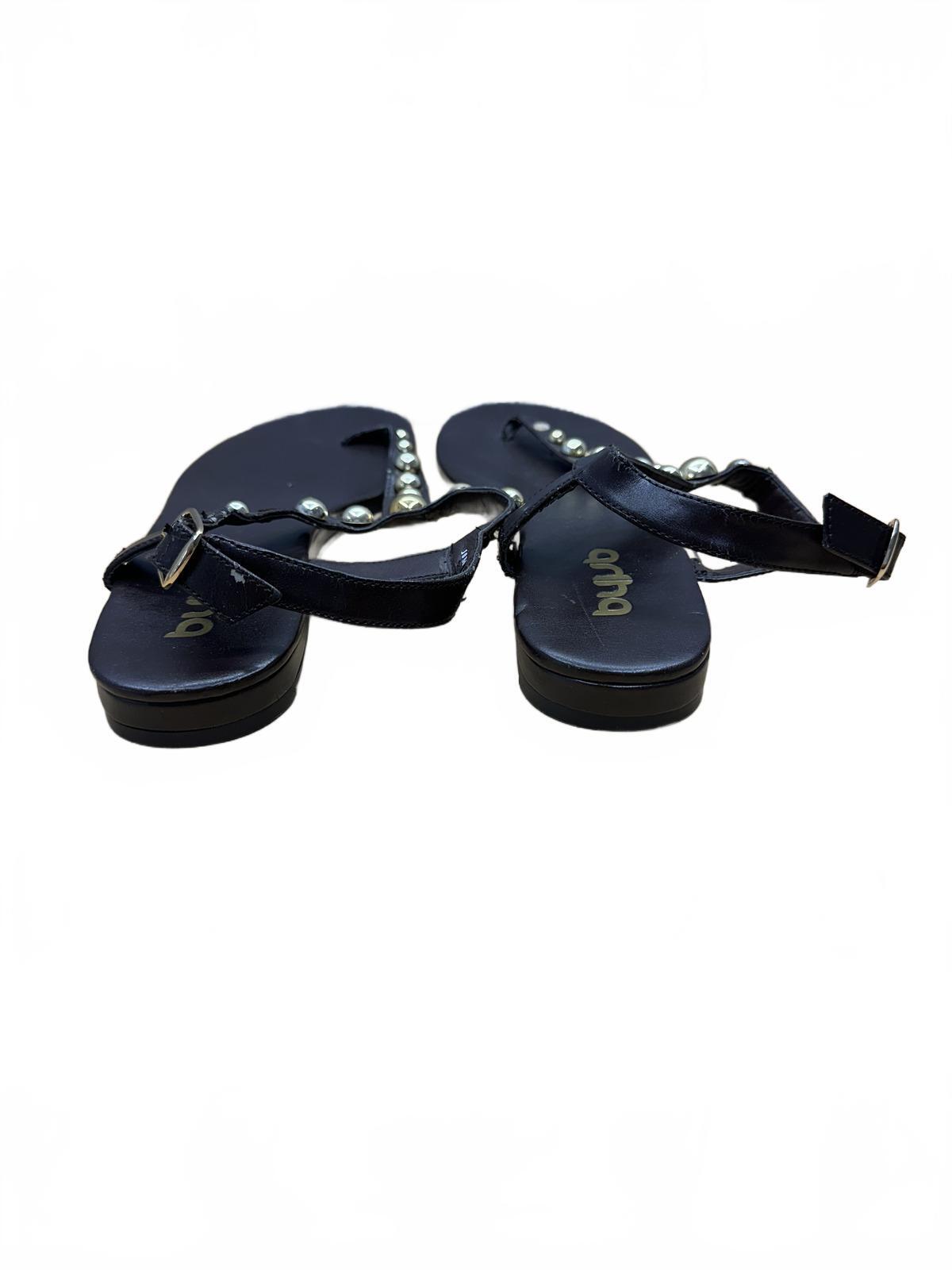 Black Studded T Strap Flat Sandals Edgy Summer