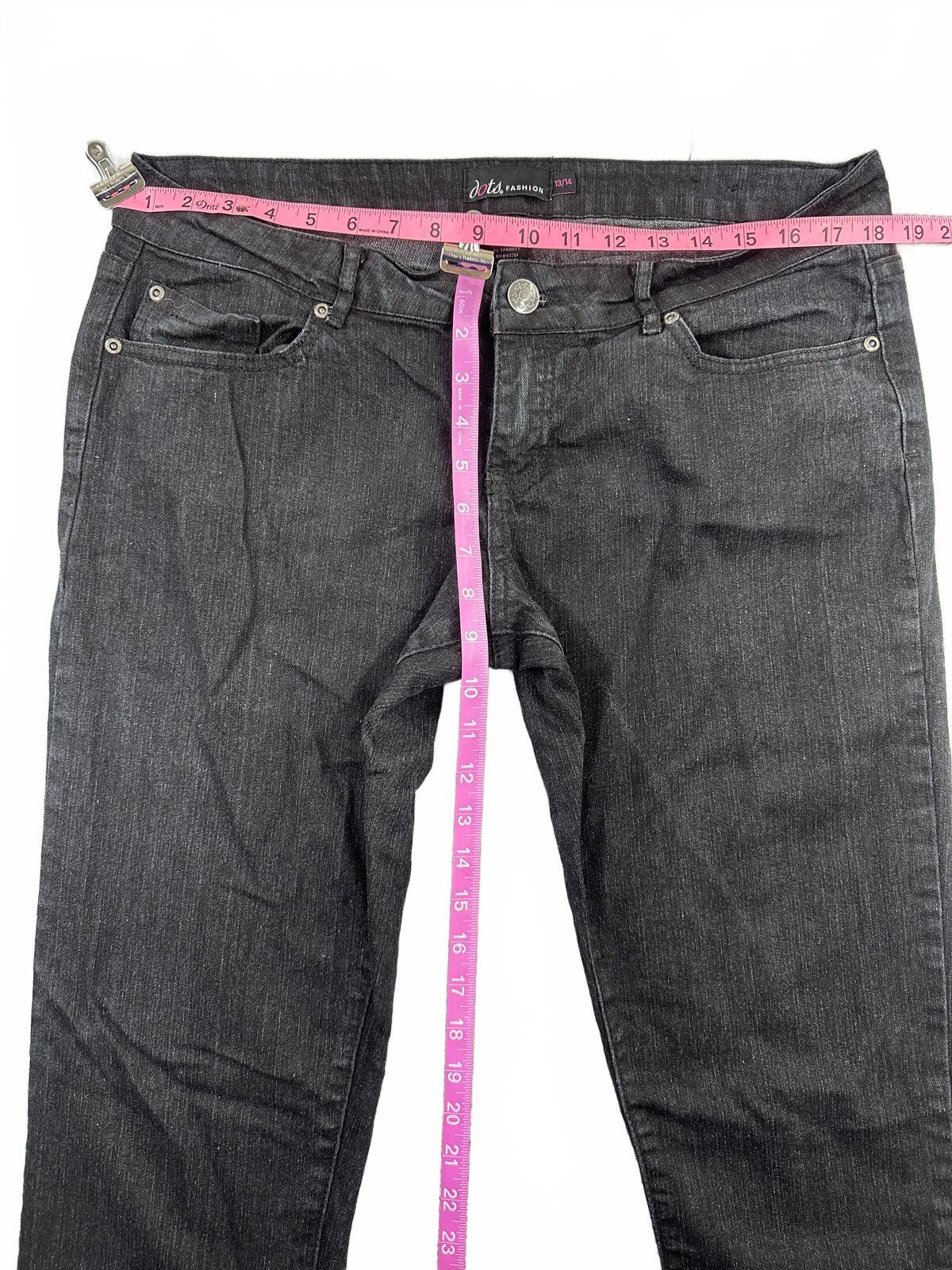 Dots Fashion Black Stretch Denim Jeans Classic Straight Leg Y2K