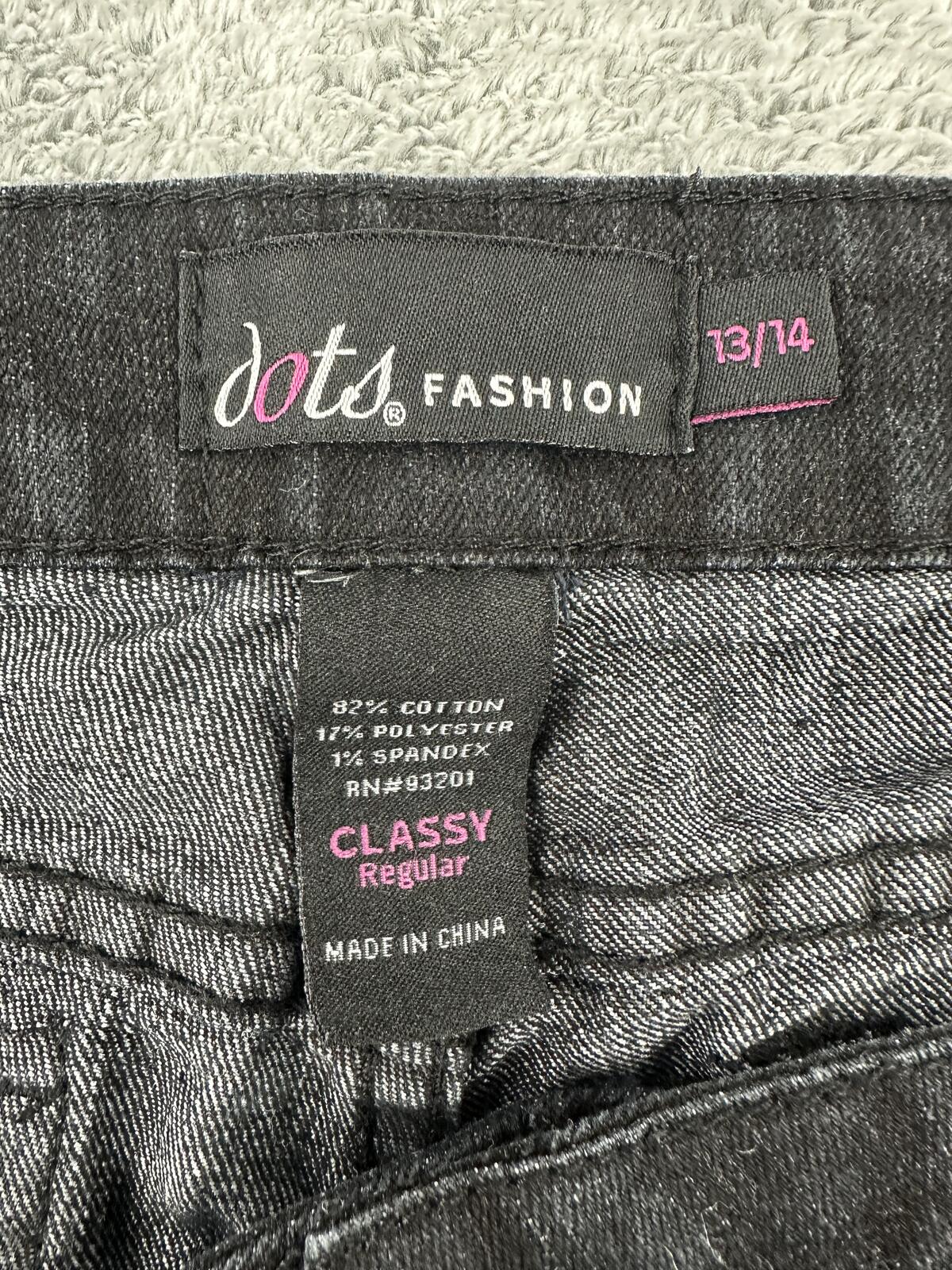 Dots Fashion Black Stretch Denim Jeans Classic Straight Leg Y2K