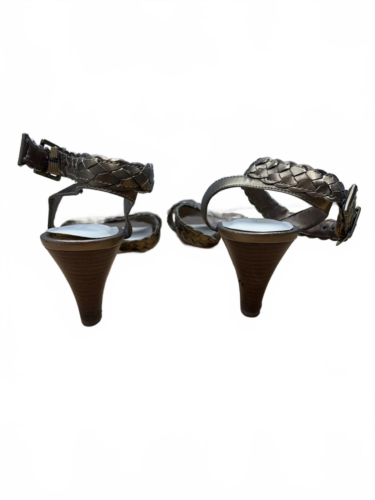 Worthington Bronze Woven Strap High Heel Sandals Classic Chic Footwear