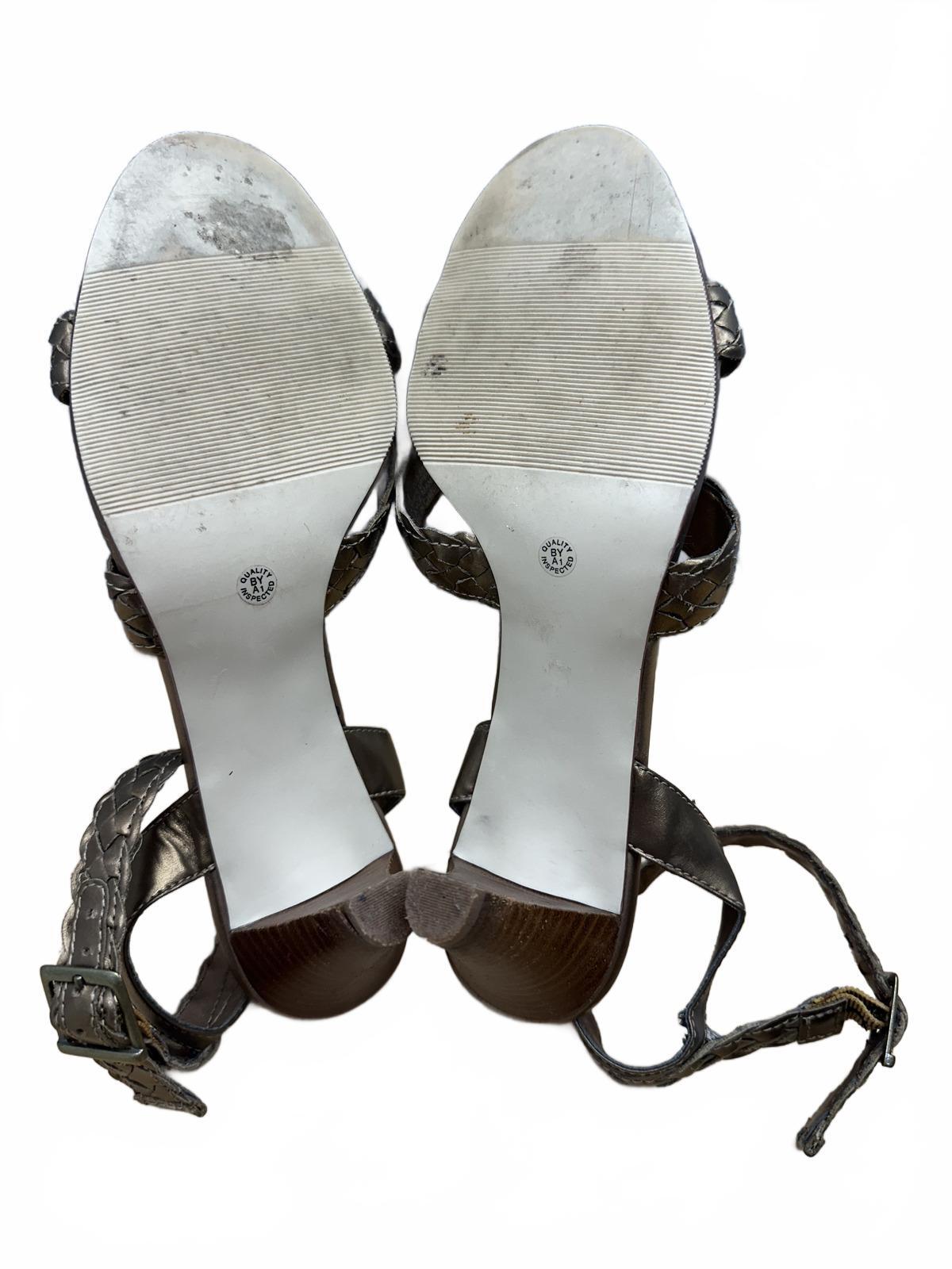 Worthington Bronze Woven Strap High Heel Sandals Classic Chic Footwear