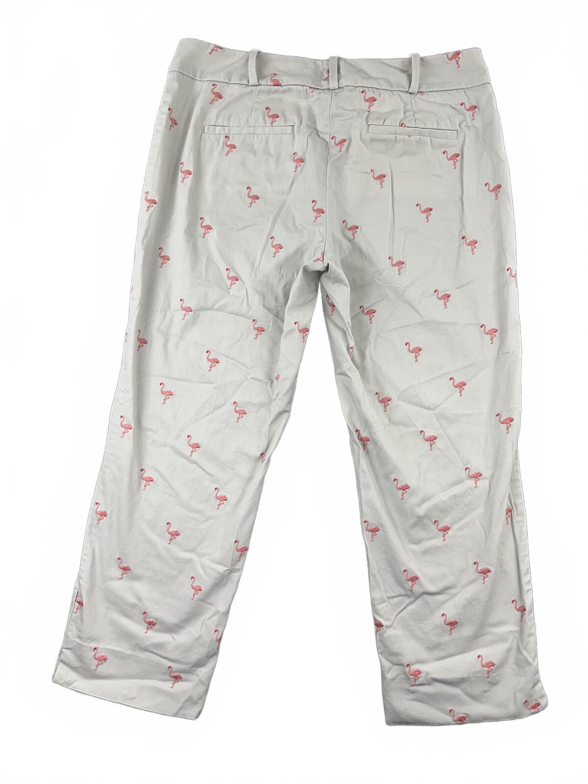 Talbots Petites Flamingo Print Cropped Pants Y2K Preppy Resort