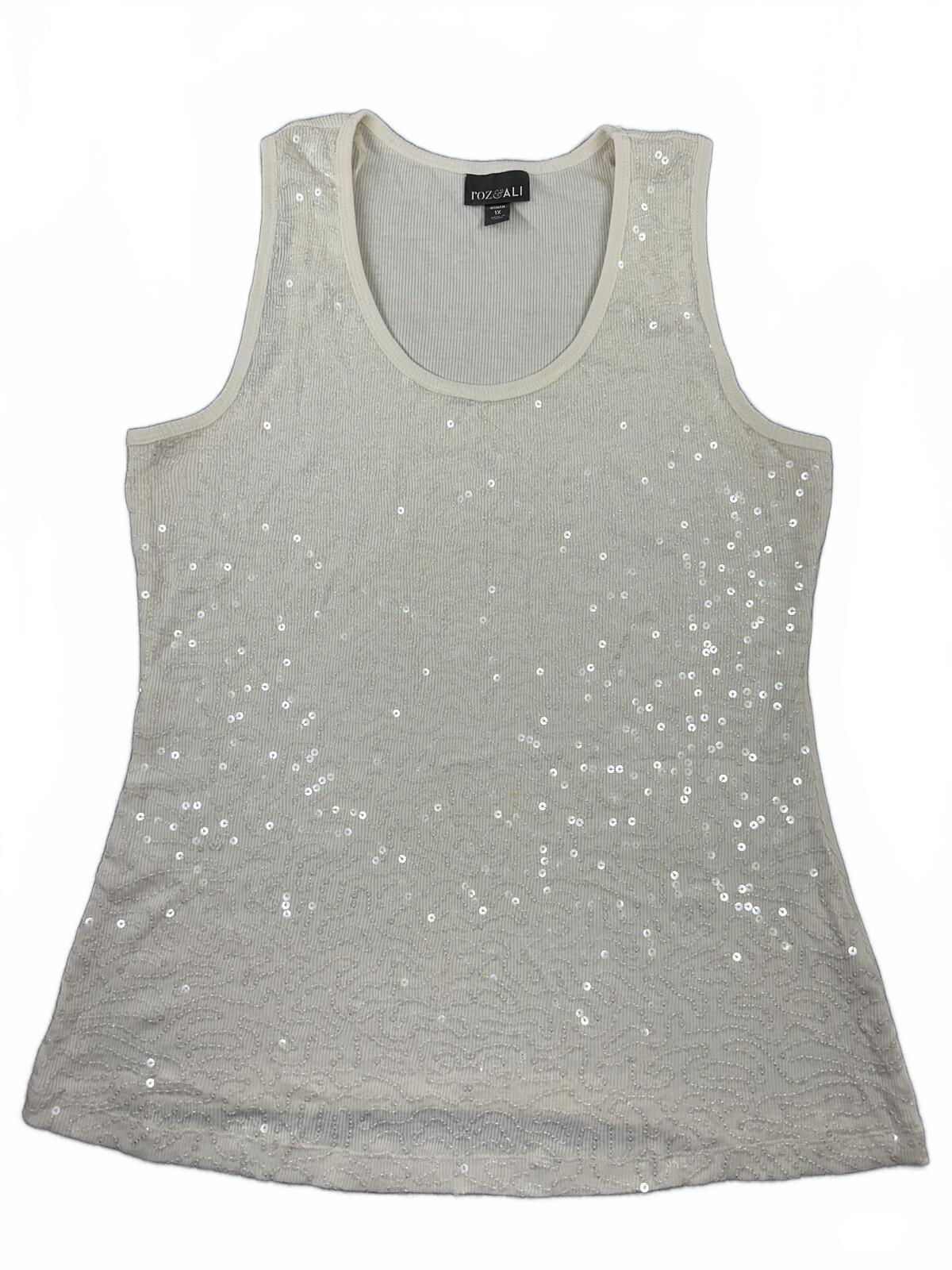 Roz & Ali Gray Sequin Tank Top Y2K Glam Party