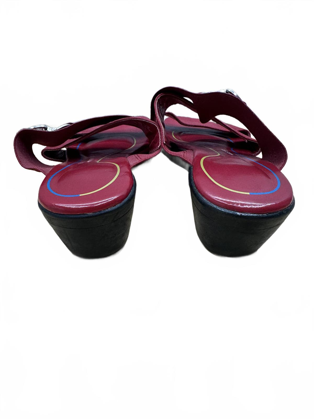 Airstep Burgundy Strappy Slide Sandals Wedge Heel