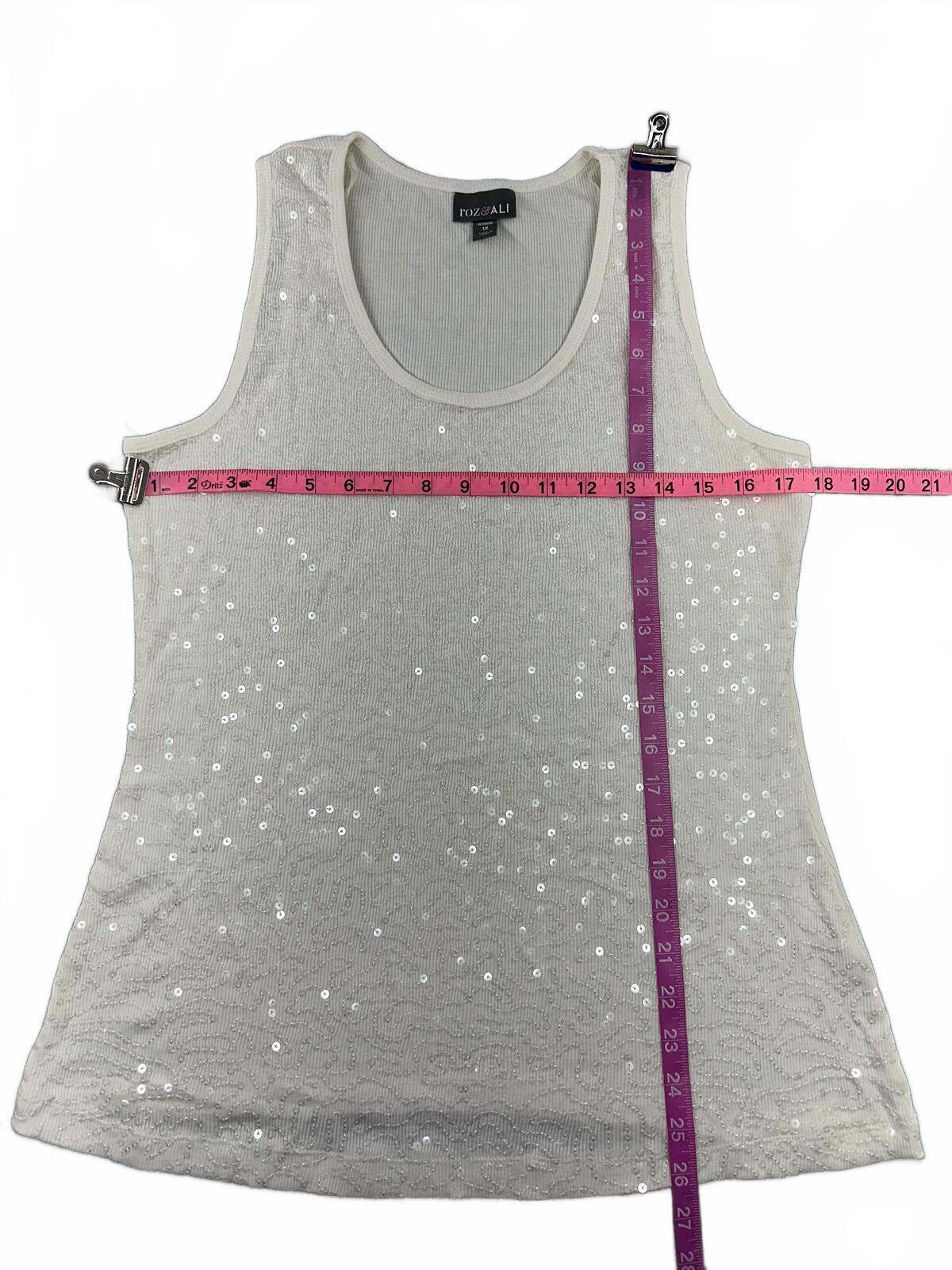 Roz & Ali Gray Sequin Tank Top Y2K Glam Party