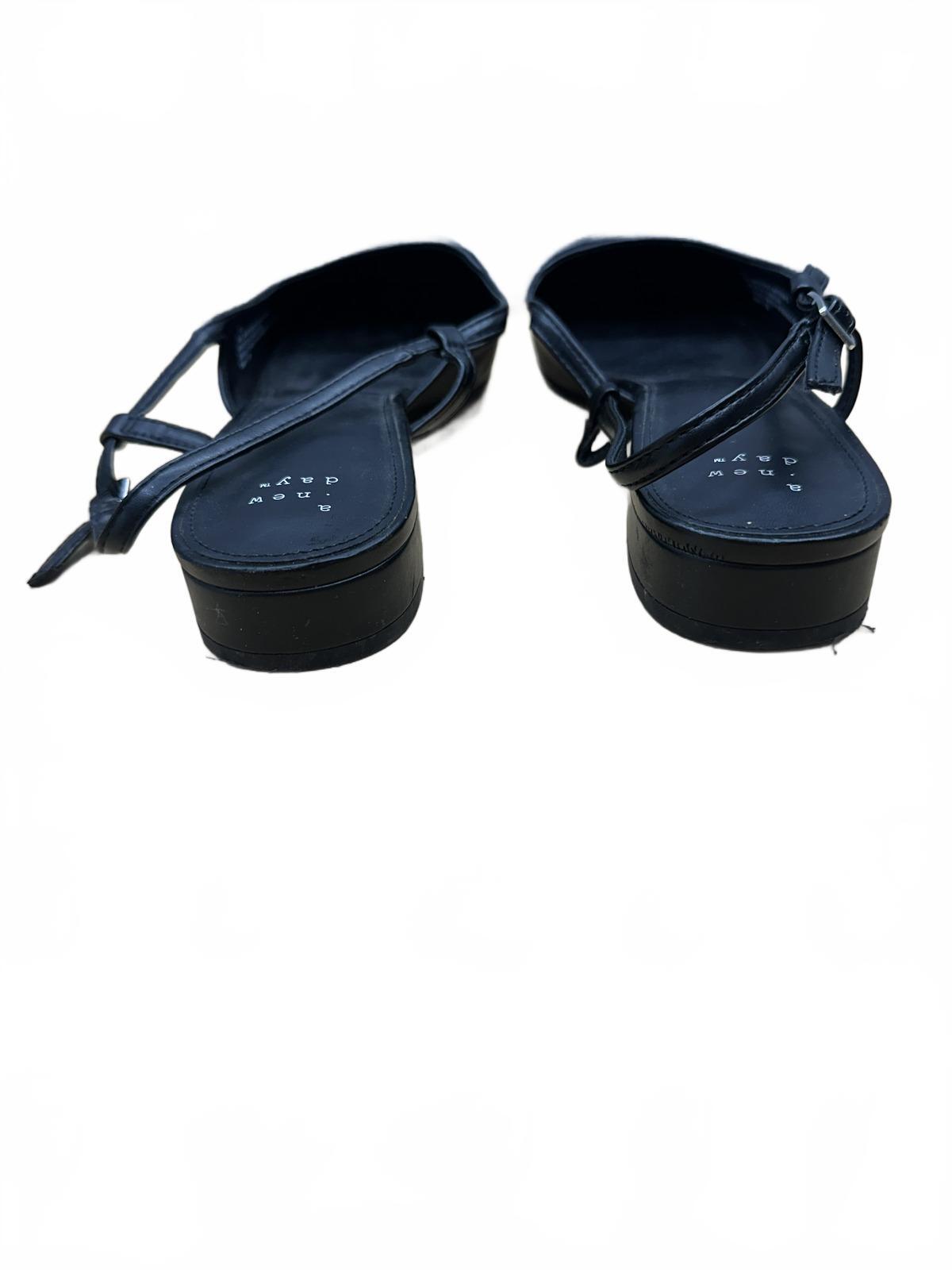 New Day Black Slingback Flats with Patent Toe Cap