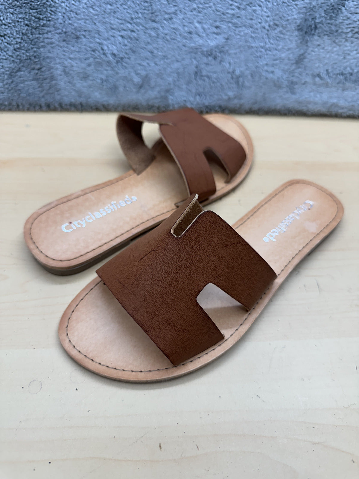 Cityclassified Brown Slide Sandals Minimalist Casual