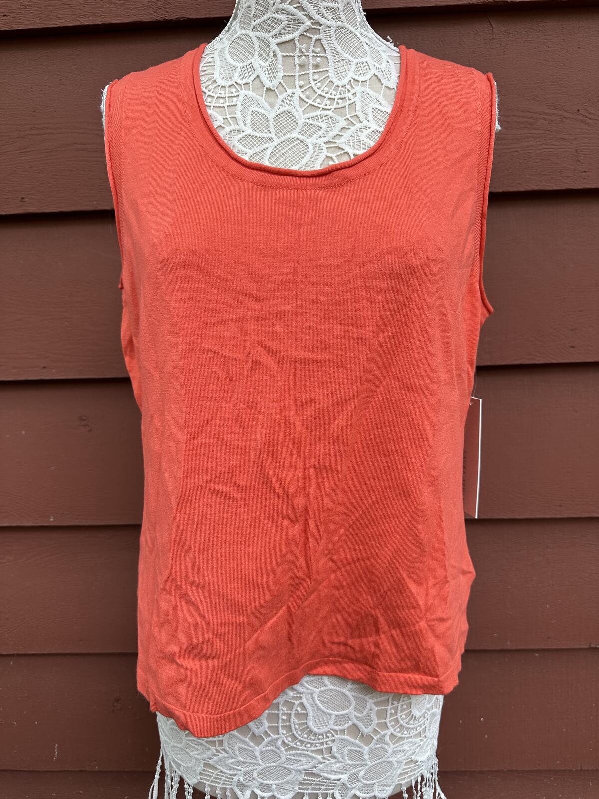 NWT Laura Ashley Orange Sleeveless Tank Top Y2K Minimalist Summer