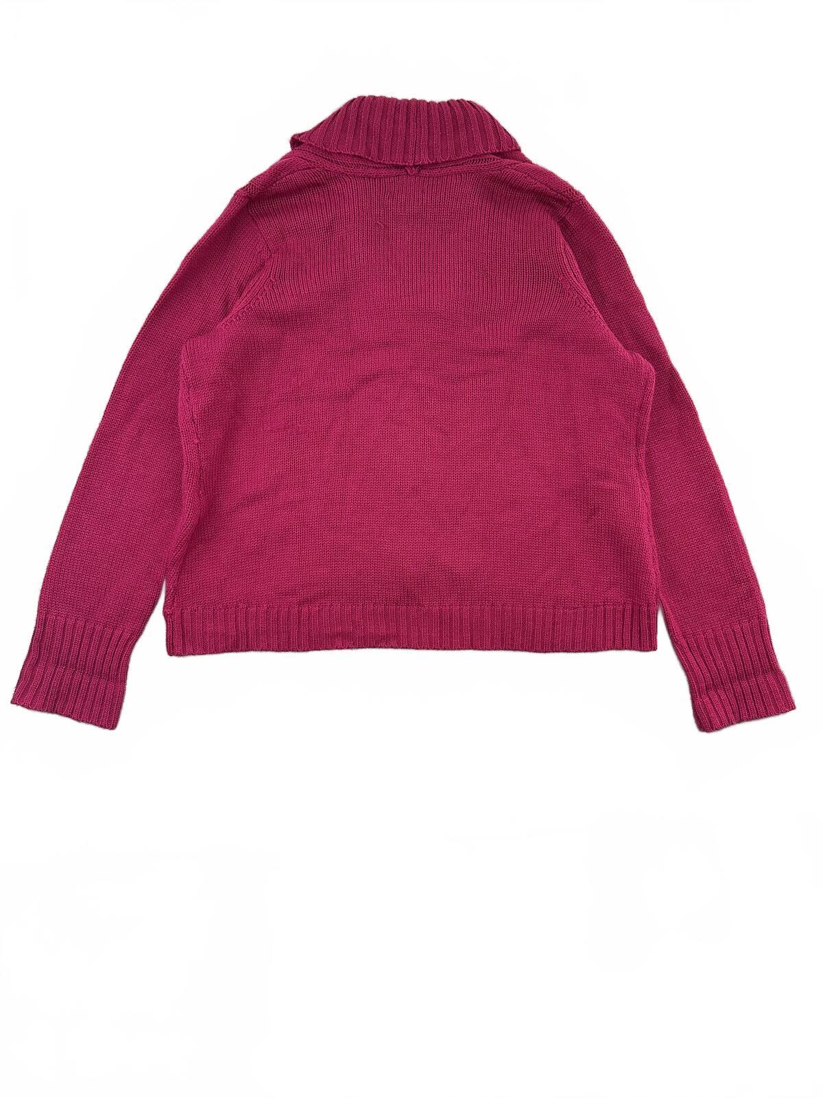 Erika Magenta Y2K Vintage Inspired Cardigan Sweater with Shawl Collar and Button