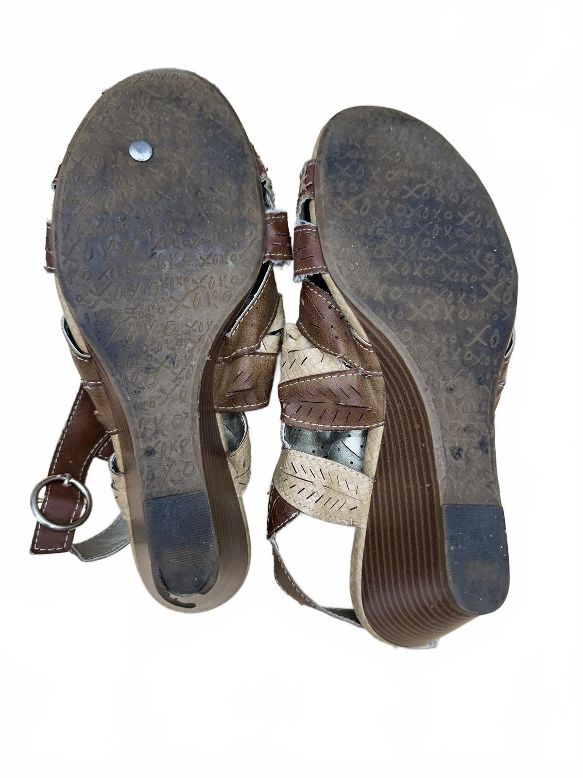 XOXO Brown Floral Cutout Wedge Sandals Boho Chic