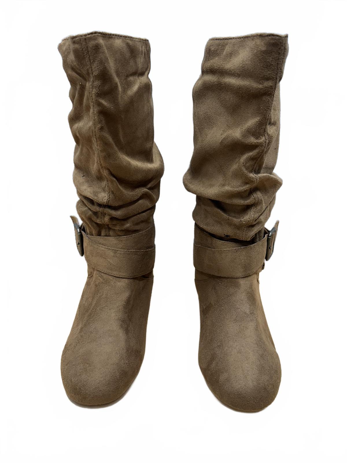 Brown Slouchy Mid Calf Boots Combat Boots