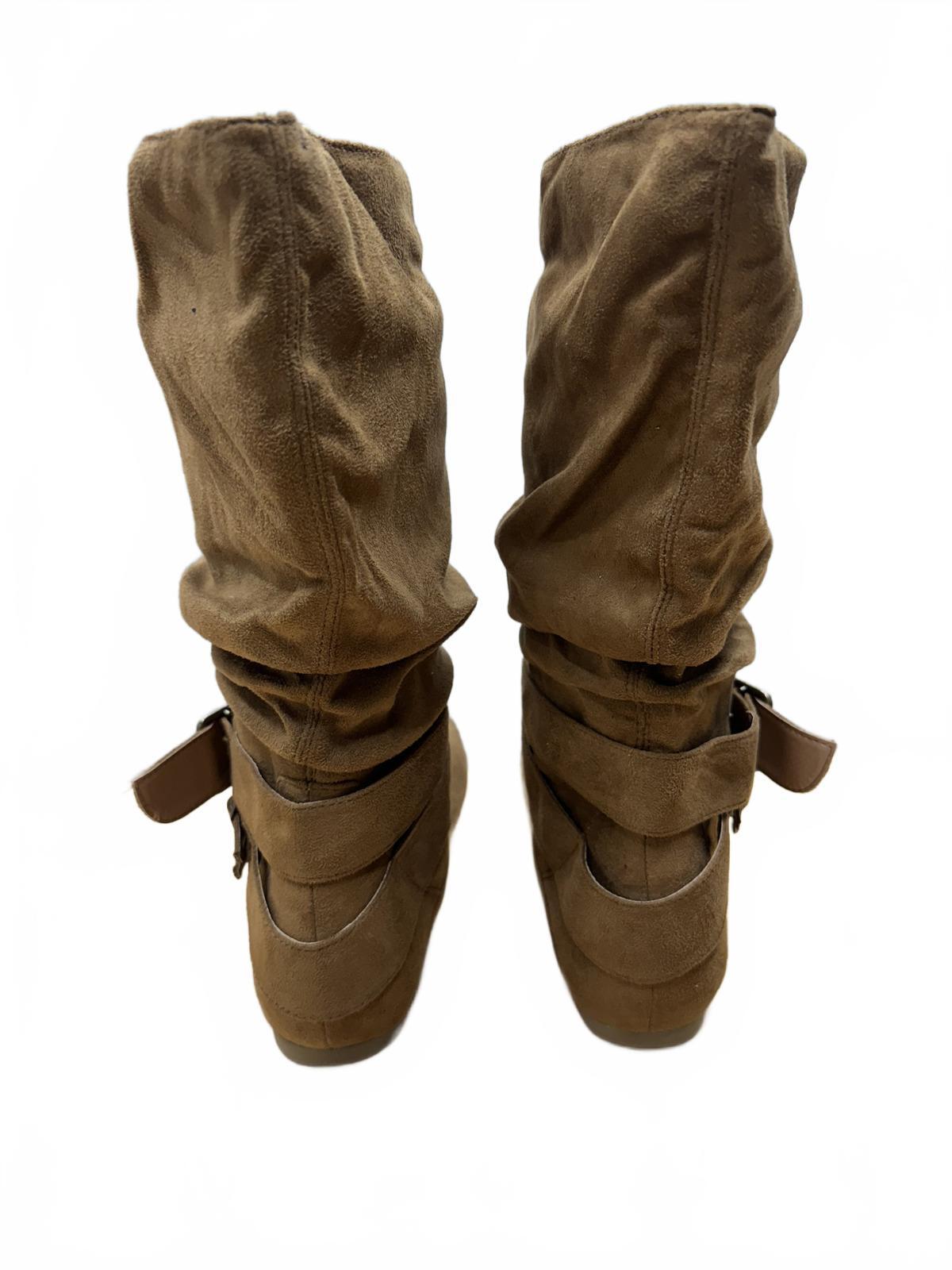 Brown Slouchy Mid Calf Boots Combat Boots