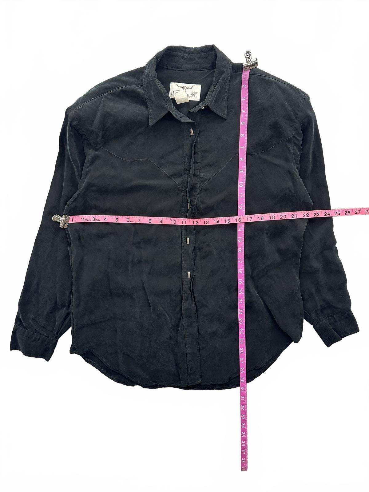 Longhorn Vintage Black Western Shirt with Silver Buttons