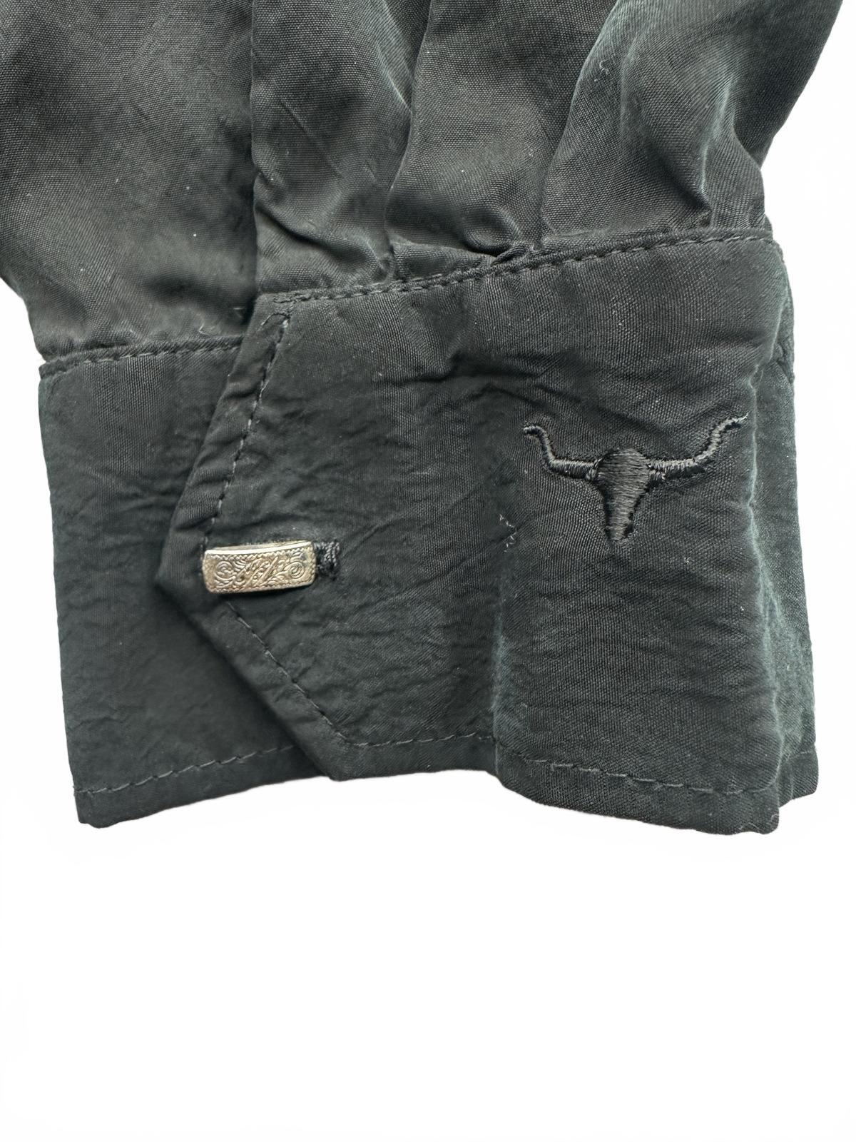 Longhorn Vintage Black Western Shirt with Silver Buttons