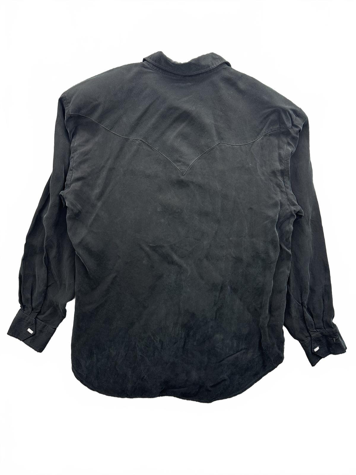 Longhorn Vintage Black Western Shirt with Silver Buttons