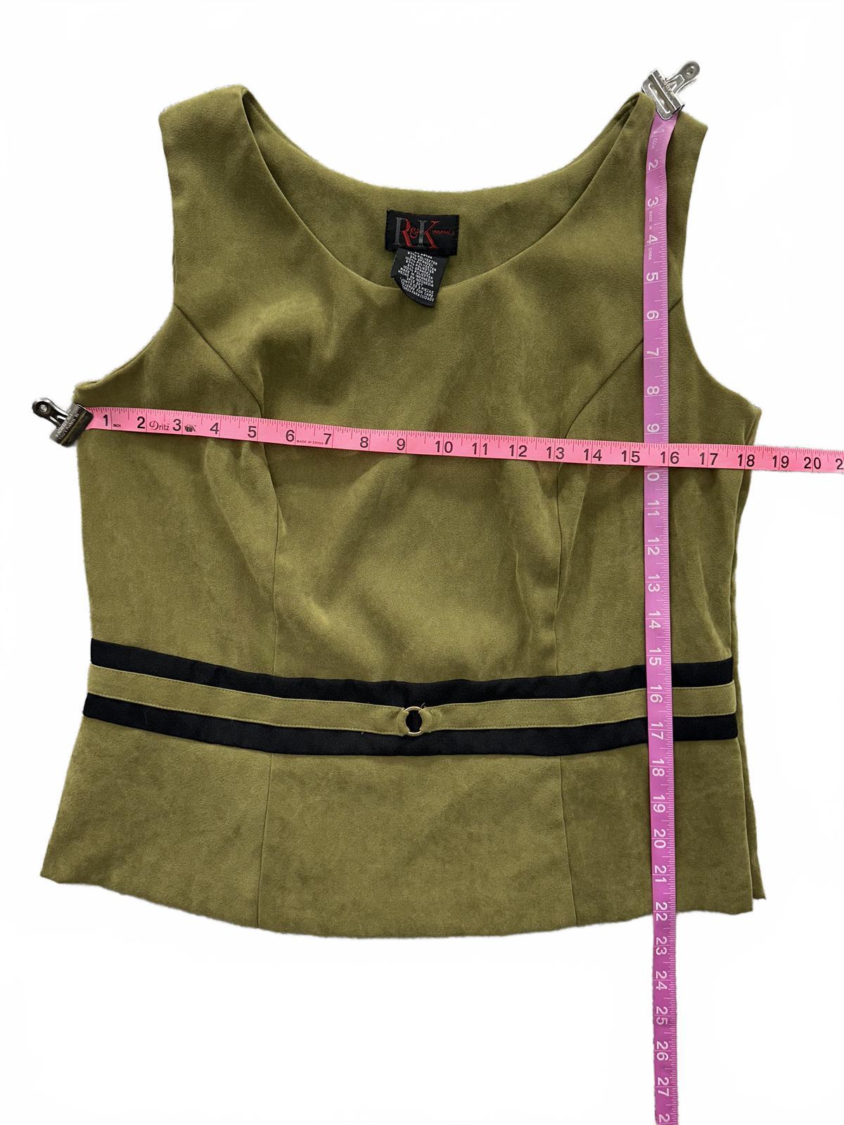 R&K Originals Olive Green Suede Two Piece Suit Set Jacket and Tank Top