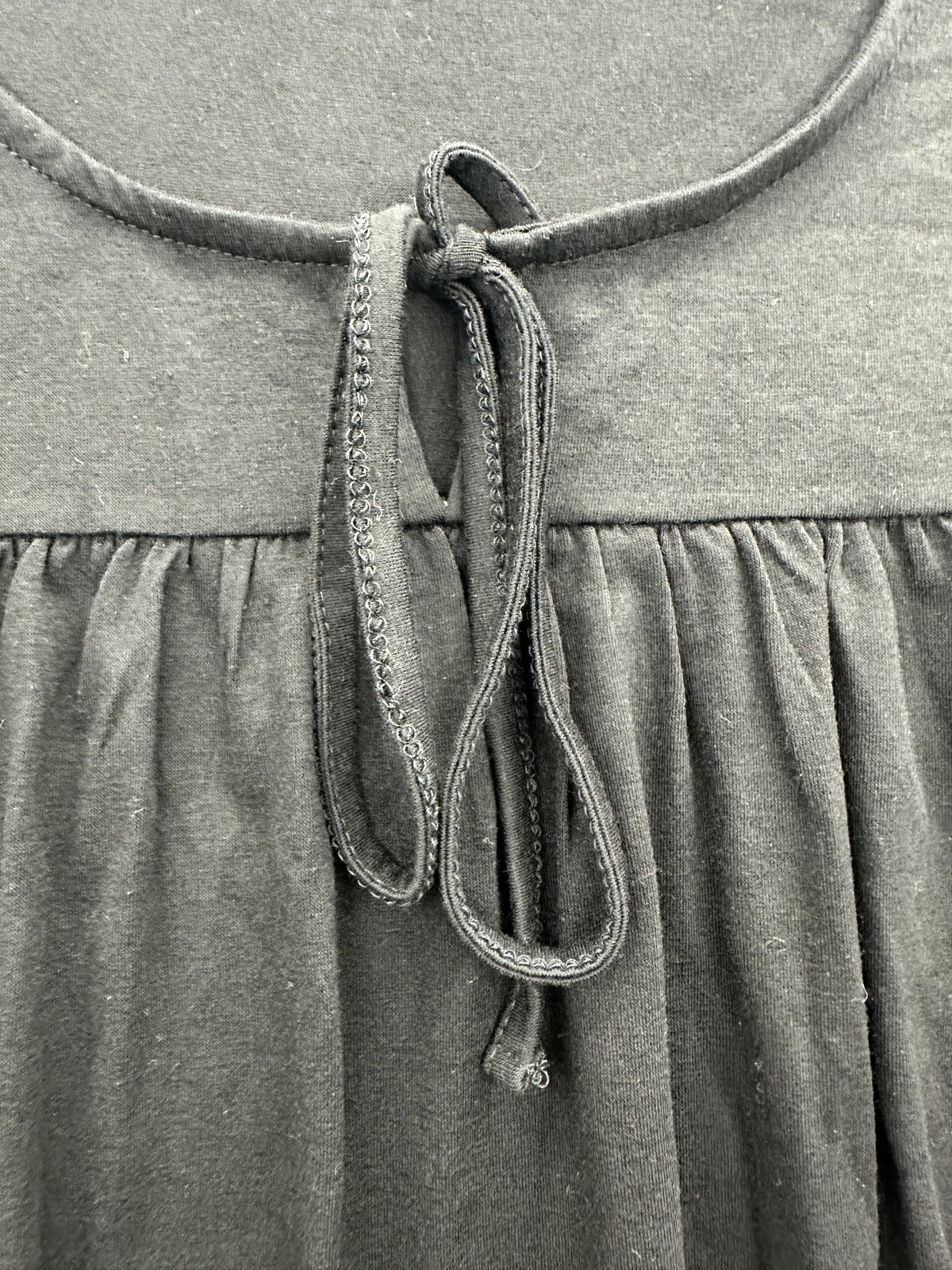 Black Short Sleeve Tie Neck Top