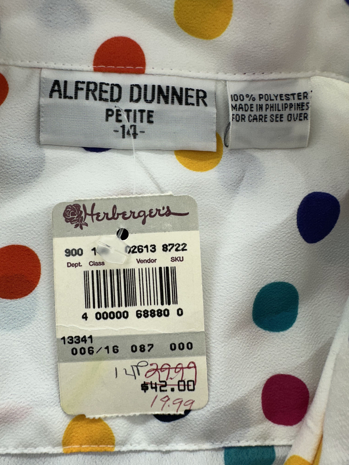 NWT Alfred Dunner Multicolor Polka Dot Button Up Blouse