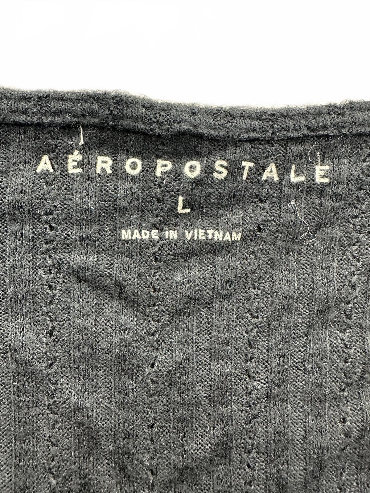 Aéropostale Black Ribbed Tie Front Cropped Cardigan