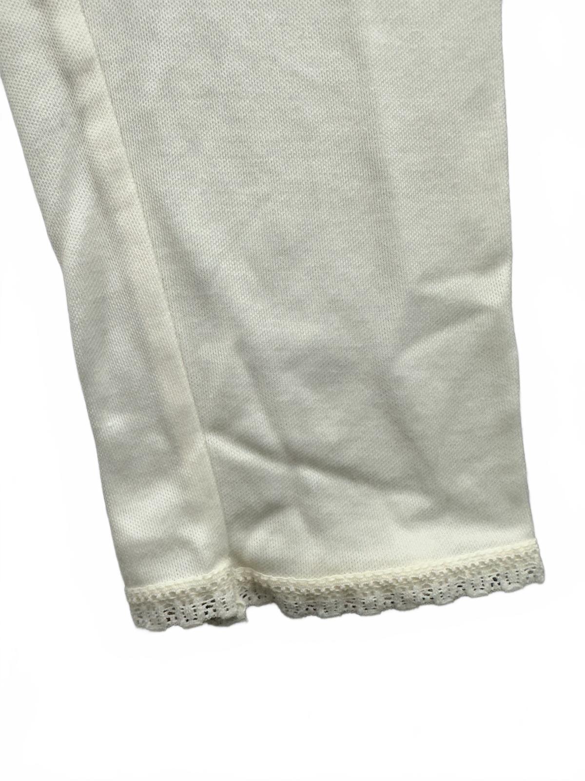 Cuddl Duds Cream Long Sleeve Thermal Top with Lace Trim