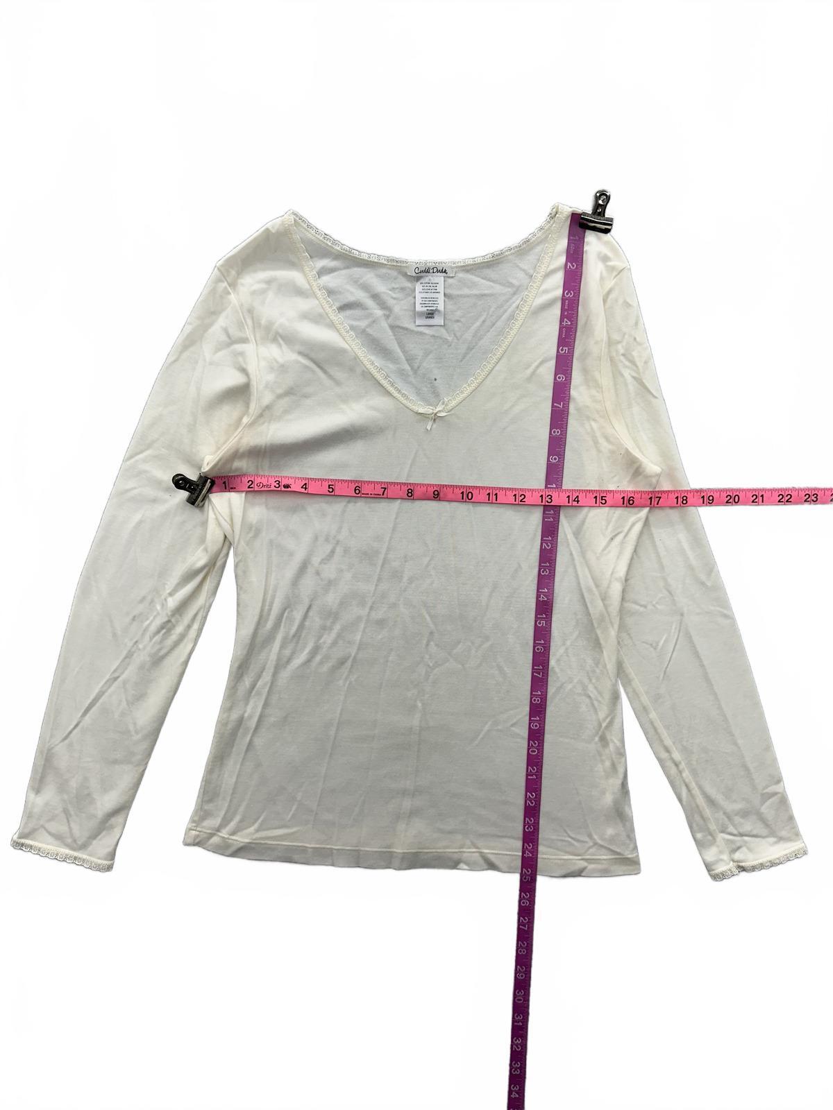 Cuddl Duds Cream Long Sleeve Thermal Top with Lace Trim