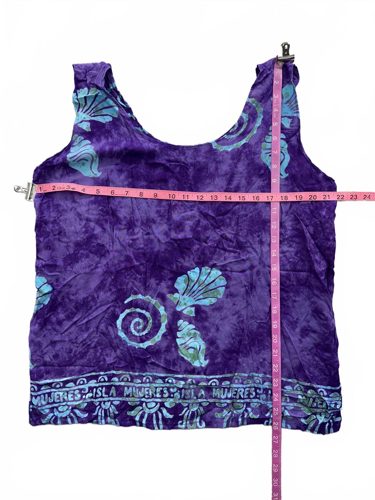 Isla Mujeres Purple Sleeveless Tropical Print Top