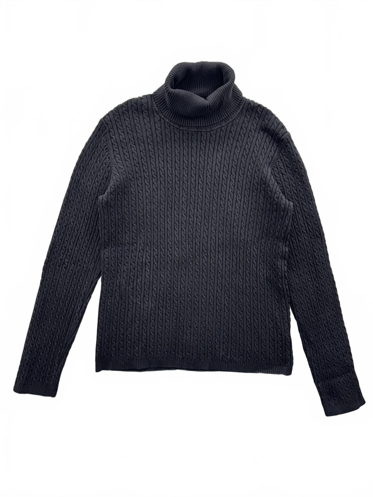 Anne Klein Black Cable Knit Turtleneck Sweater
