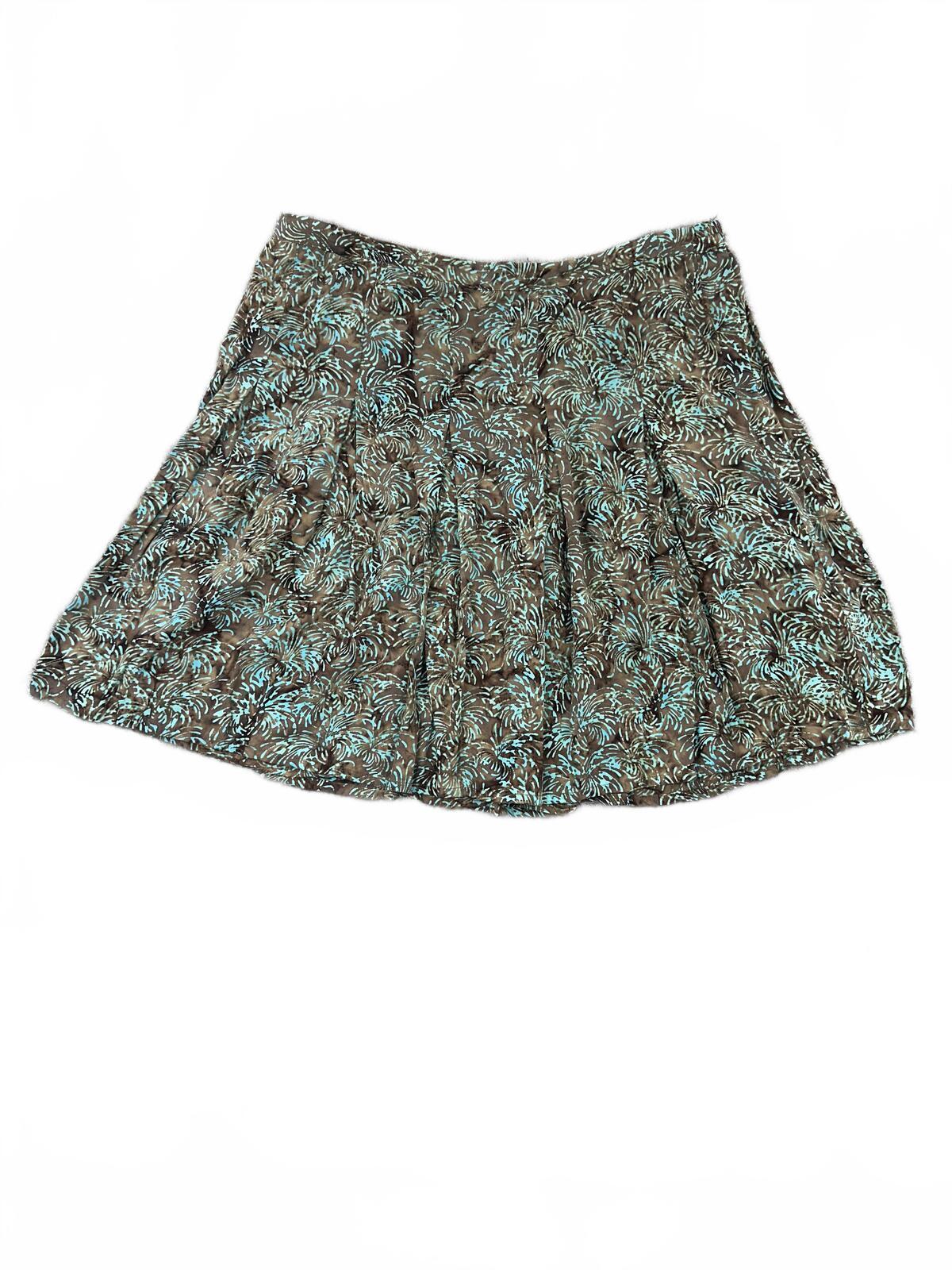 Nomadic Traders Y2K Bohemian Floral Mini Skirt in Brown and Turquoise