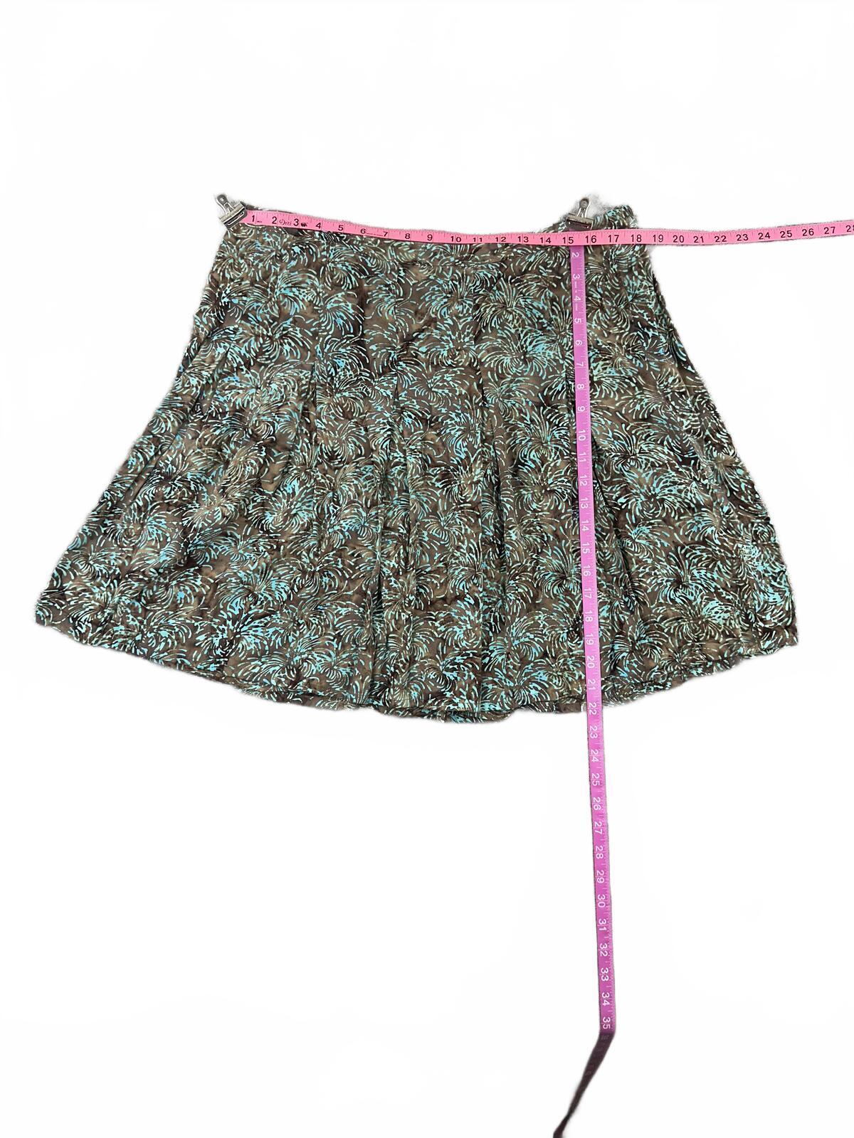 Nomadic Traders Y2K Bohemian Floral Mini Skirt in Brown and Turquoise