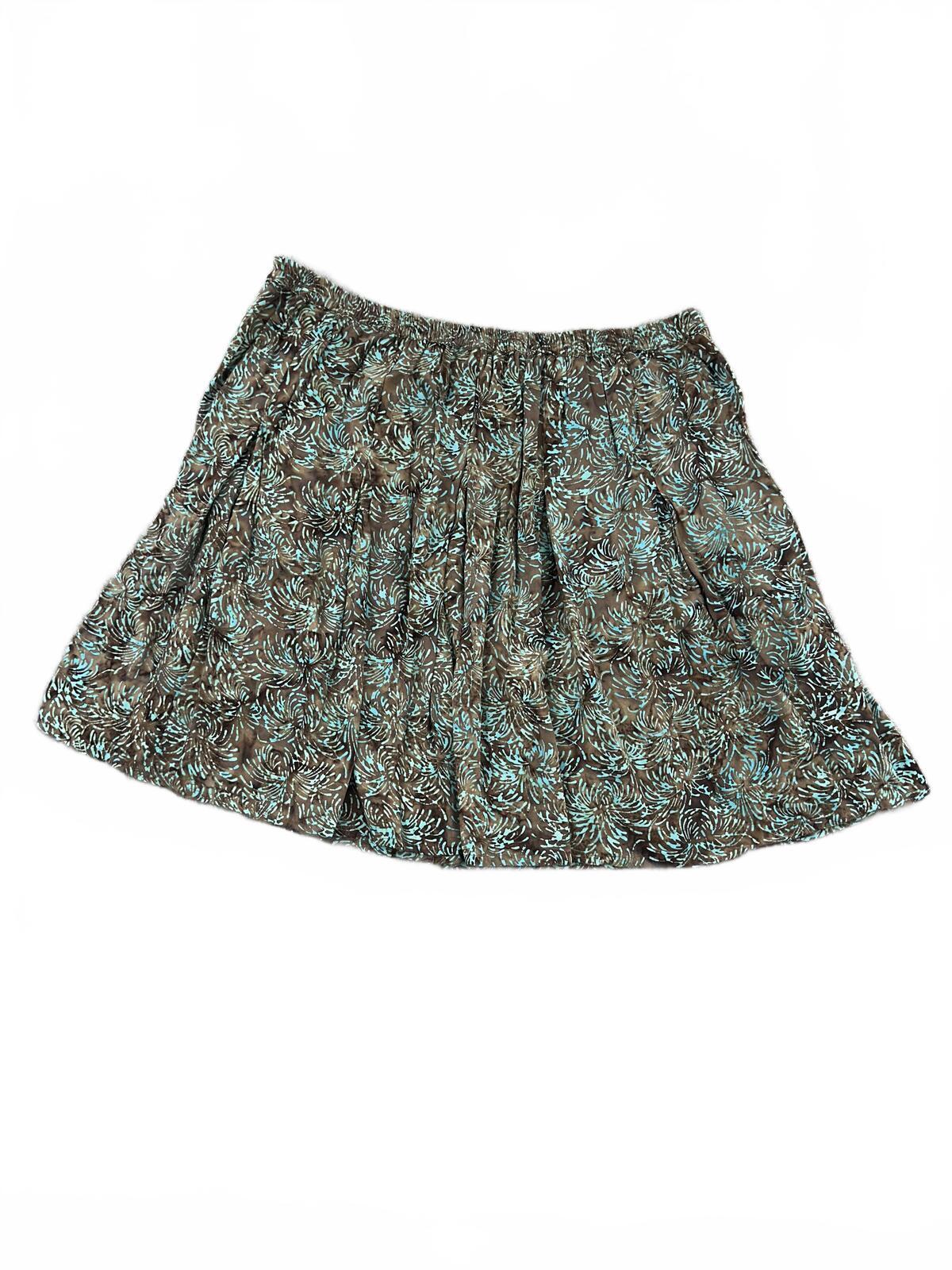 Nomadic Traders Y2K Bohemian Floral Mini Skirt in Brown and Turquoise