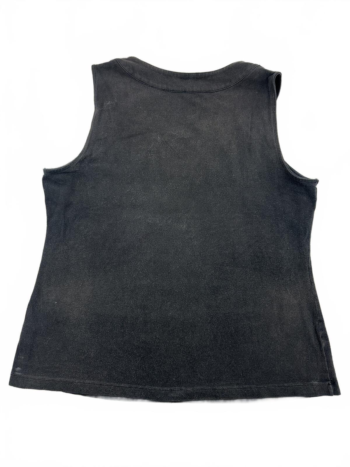 Croft & Barrow Black Embroidered Neckline Sleeveless Top