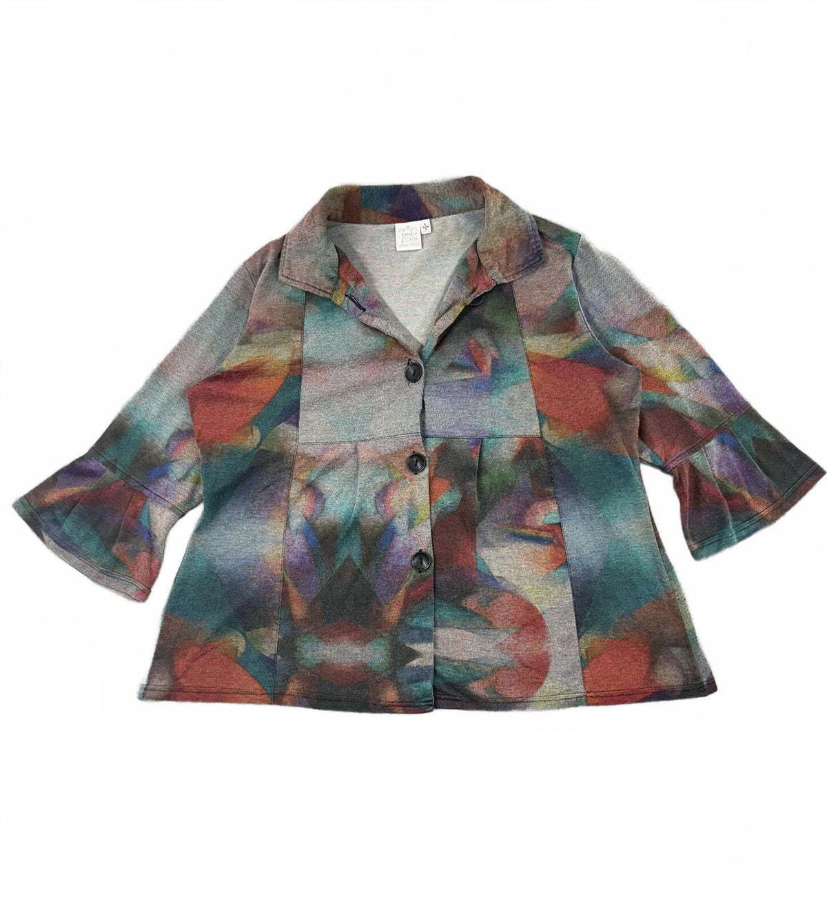 Parsley & Sage Lightweight Abstract Print Button Front Jacket Top