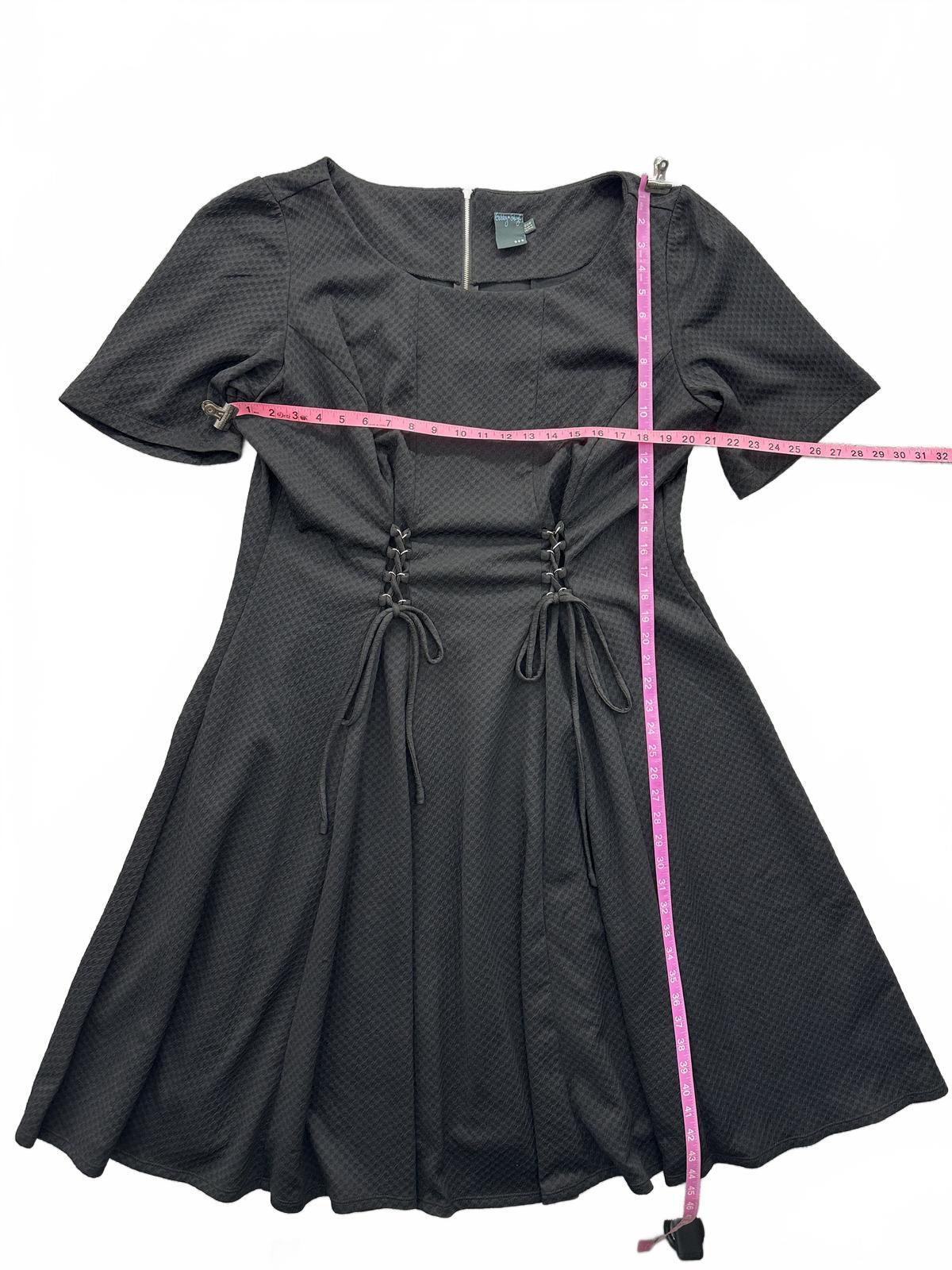 Gabby Skye Black Fit and Flare Dress with Lace Up Detail