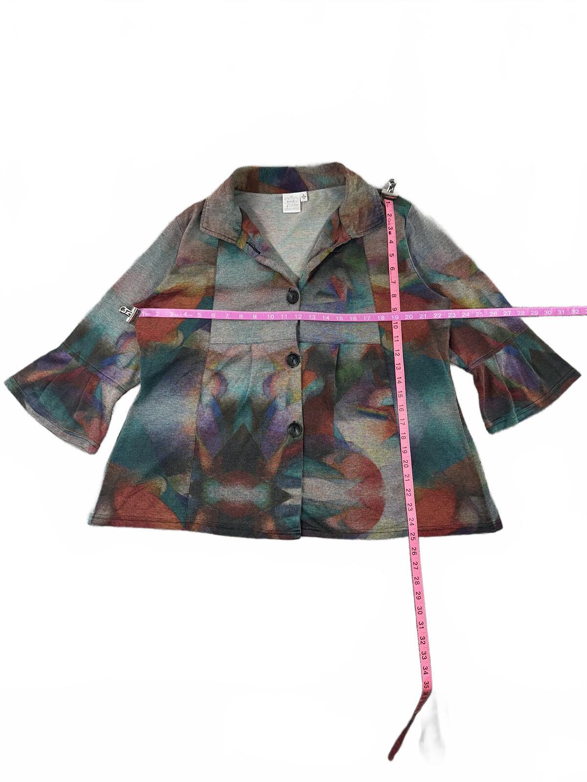 Parsley & Sage Lightweight Abstract Print Button Front Jacket Top