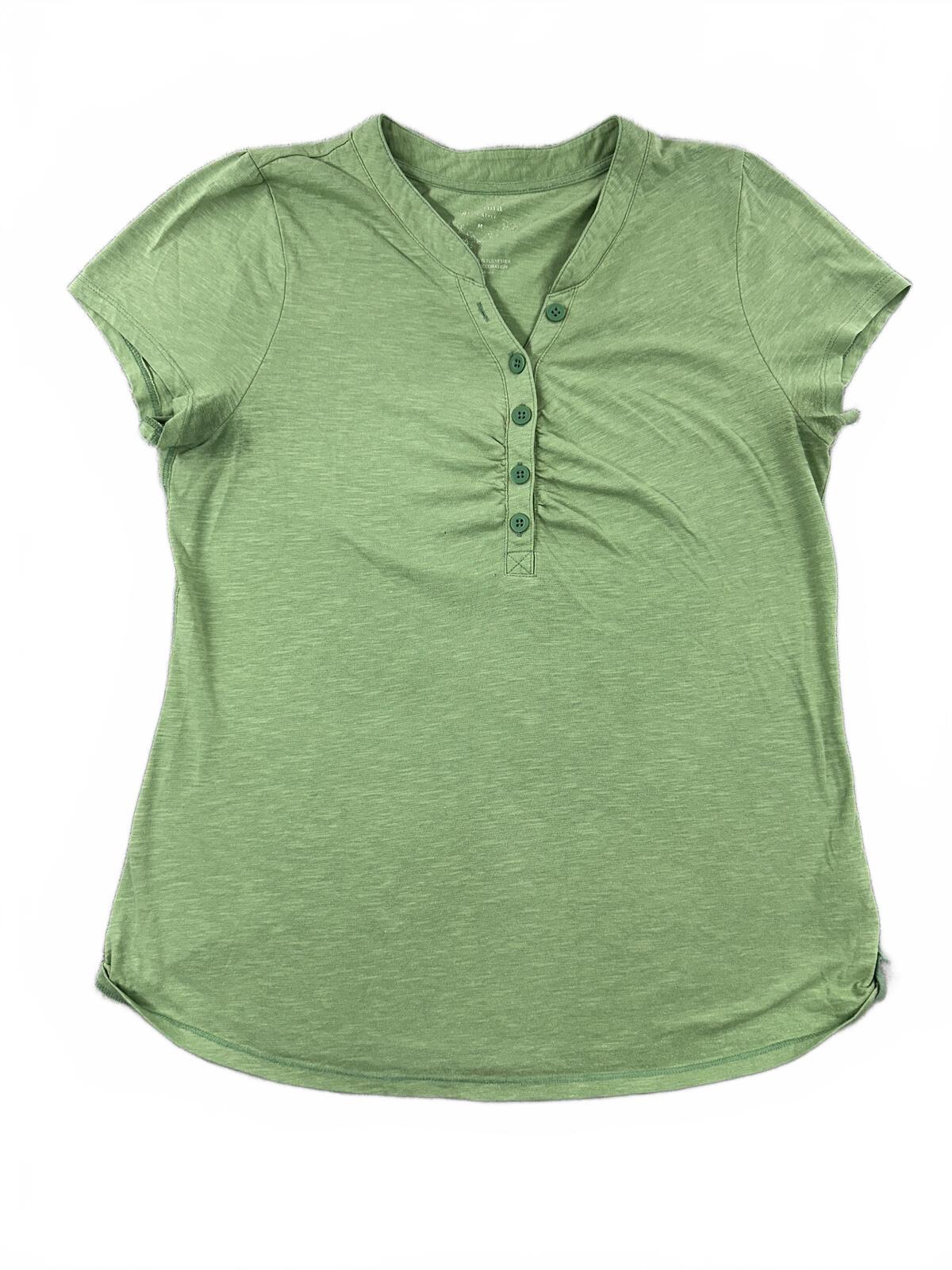 Sonoma Life Style Green Short Sleeve Henley Tee Y2K Fairycore Casual